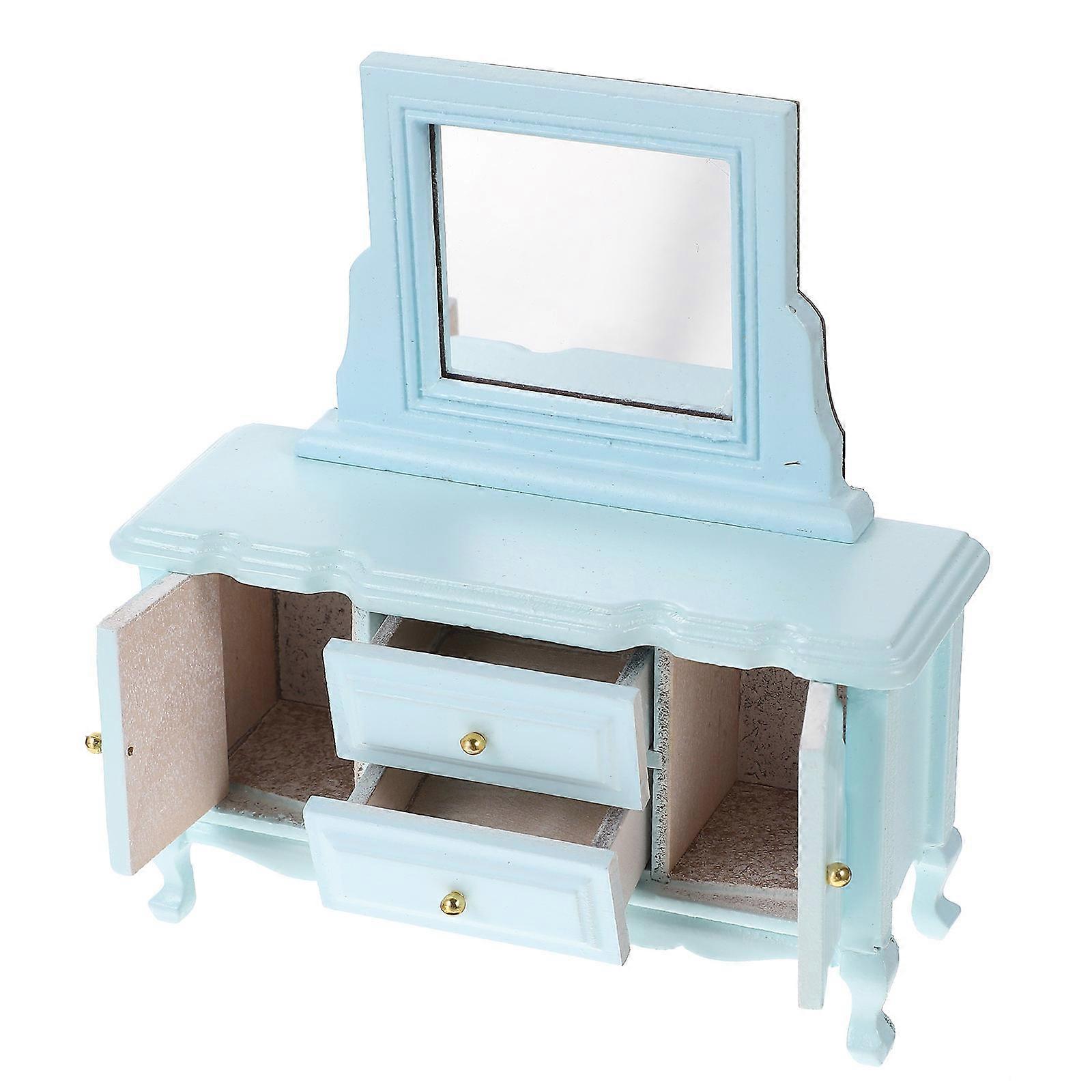 Wooden Doll House 1/12 Miniature Dressing Table and Dresser Ornament