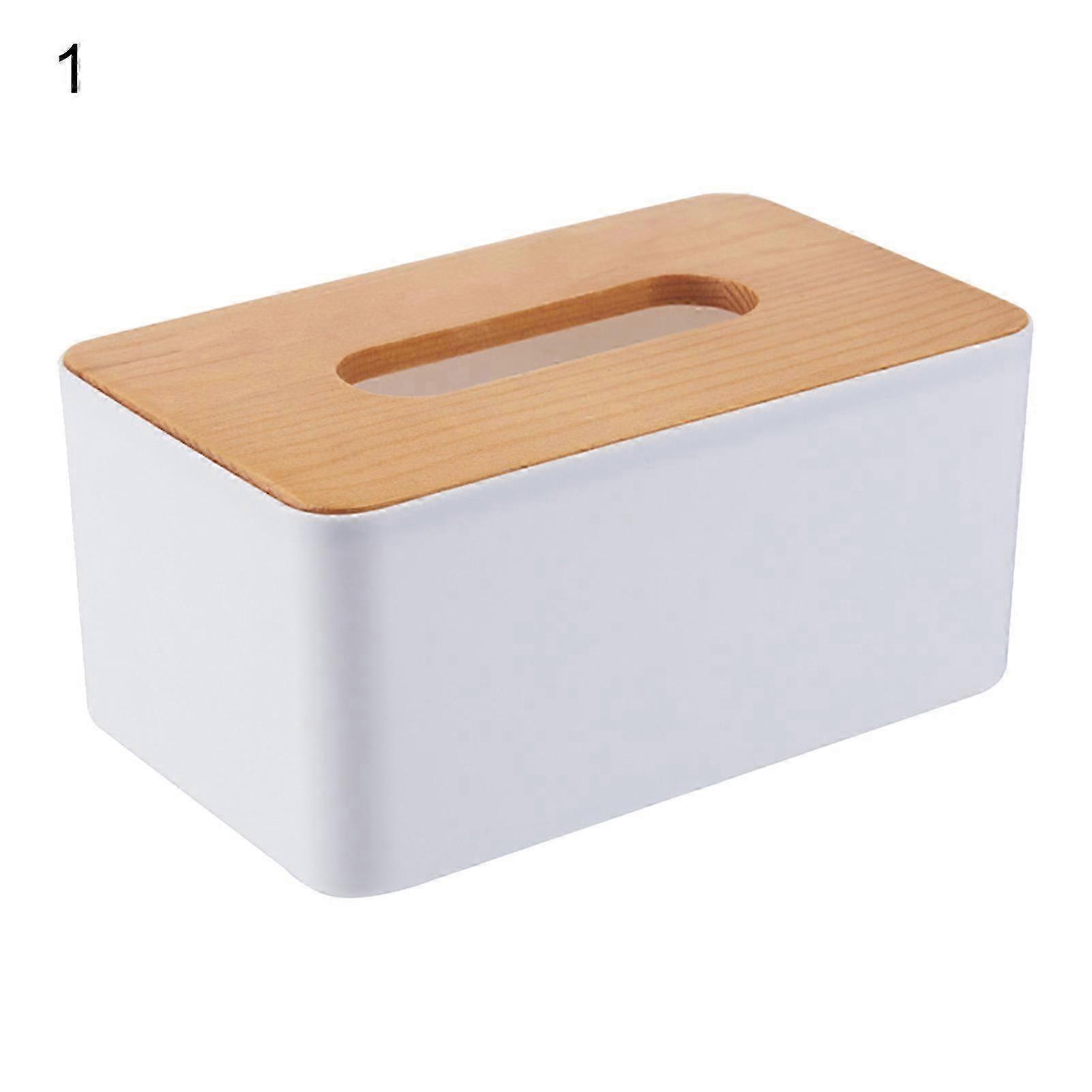 Moisture-Proof White Desktop Tissue Box Holder for Bathroom - Rectangle, Round, Square Options