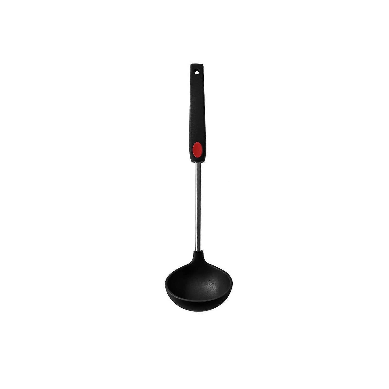 Ladle Spoon Silicone Kitchenware Set, FoodGrade Silicone, NonStick Cook Tools, Tableware Storage Bucket, Black1