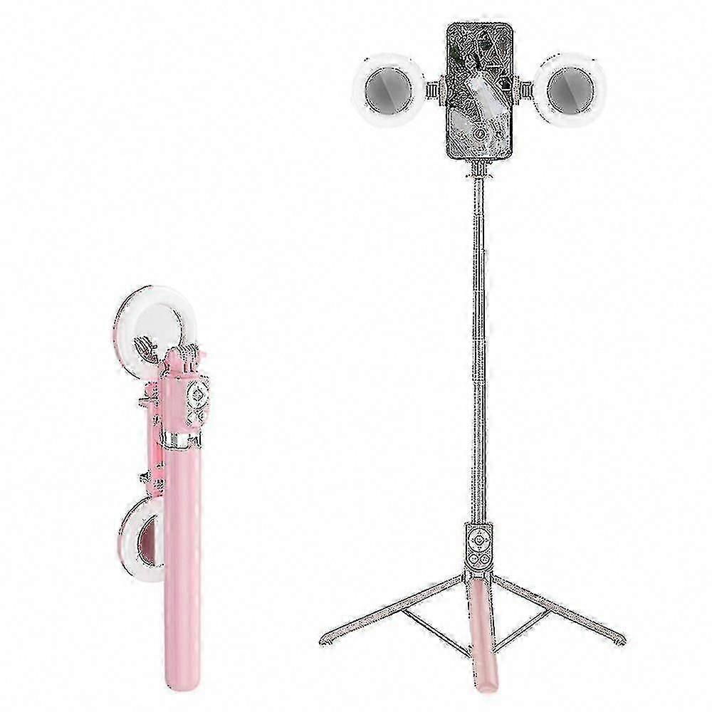 R17ds 1.75m Portable Bluetooth Selfie Stick with Dual Fill Lights, Retractable Tripod Phone Stand for 360-Degree Rotating Photography and Live Streami