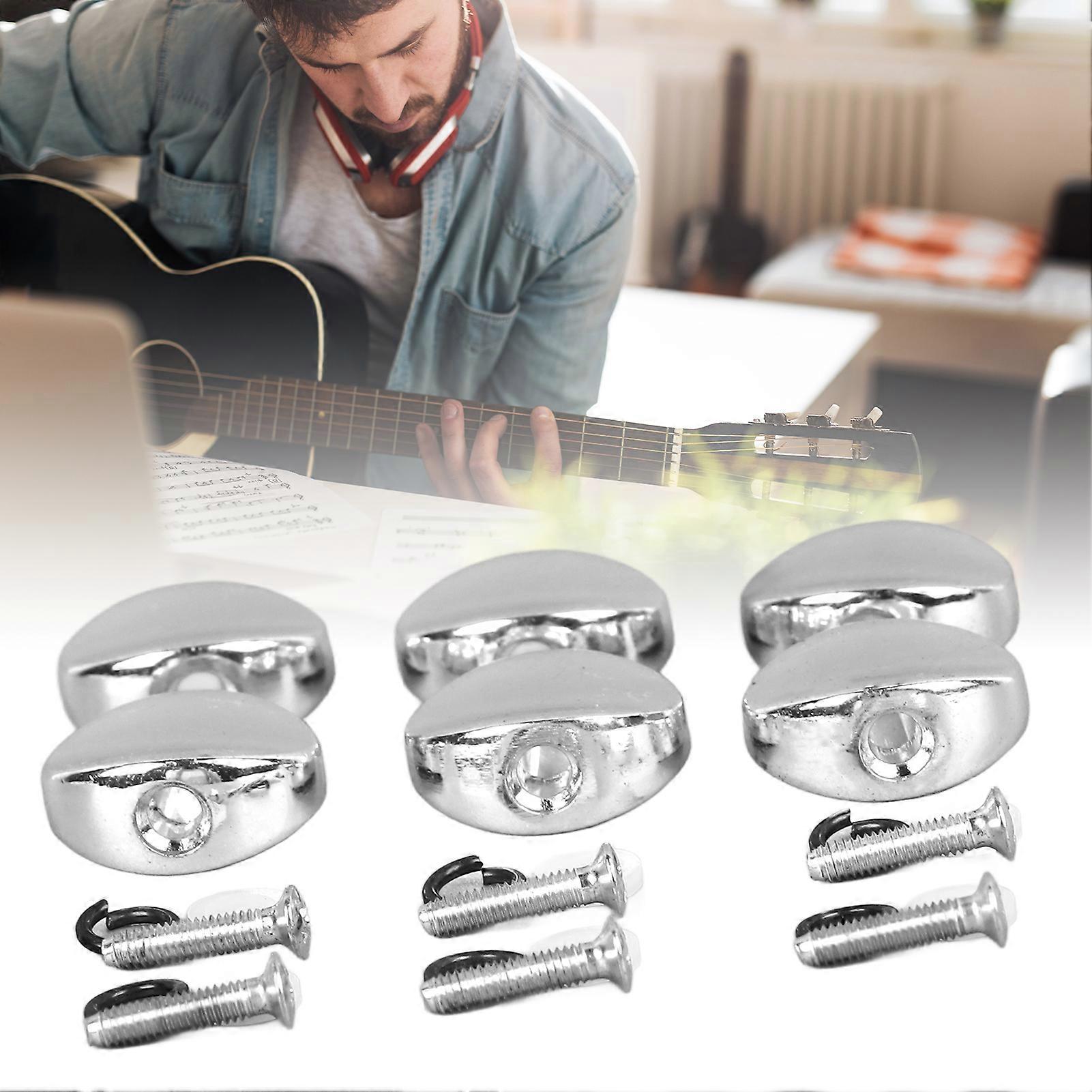 6Pcs Silver Metal Guitar Tuning Peg Buttons Easy Install Knobs