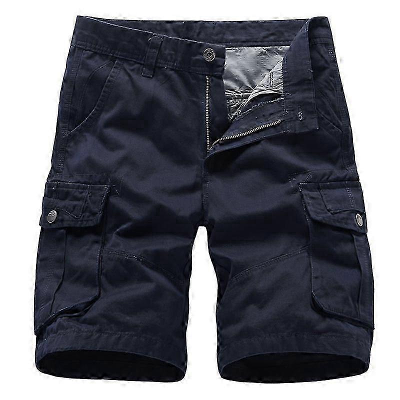 unbrand Hommes Été Plein Air Straight Tactical Shorts Combat Zipper Bottoms Cargo Half Pants 34 Navy