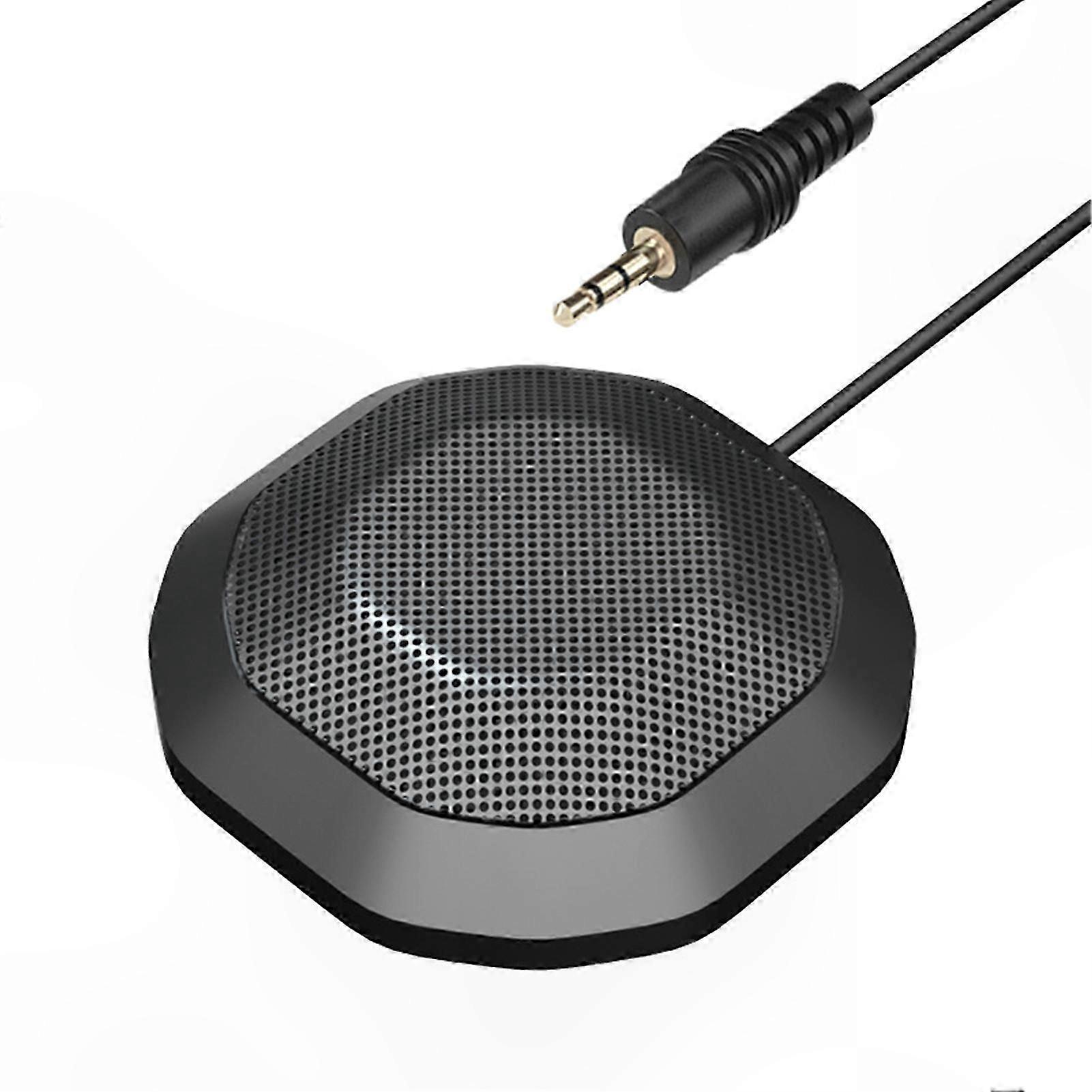 Omnidirectional Condenser Microphone with 3.5mm Connector for PC Laptop Video Calls Portable Plug and Play Computer Mic