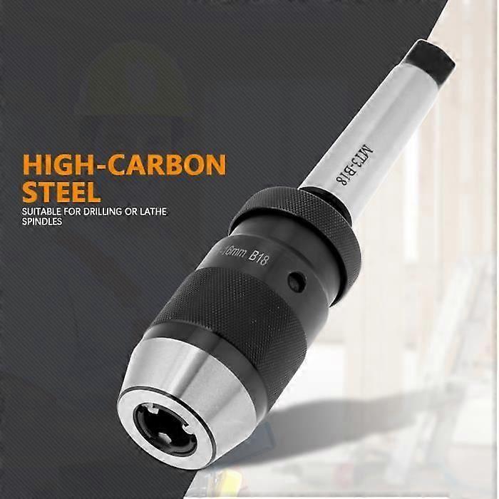 Self-tightening steel keyless drill chuck with MT3-B18 tapered shaft 1-16mm capacity