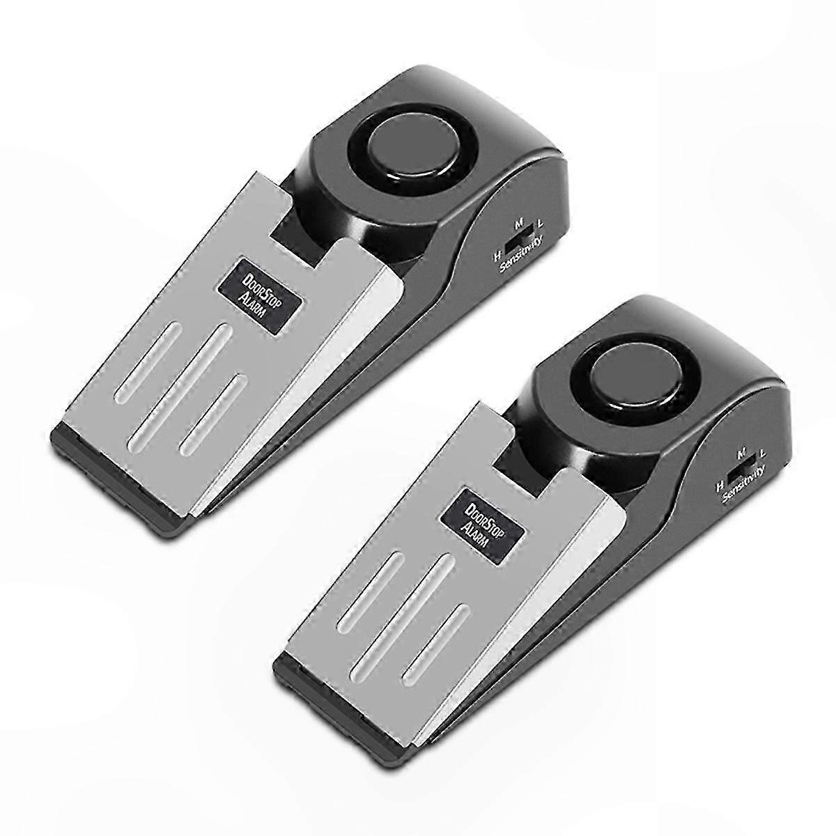 Security Door Stop Alarm, 120dB Loud Alert Device, Travel-Friendly Wedge for Home and Hotel, 2 Pack