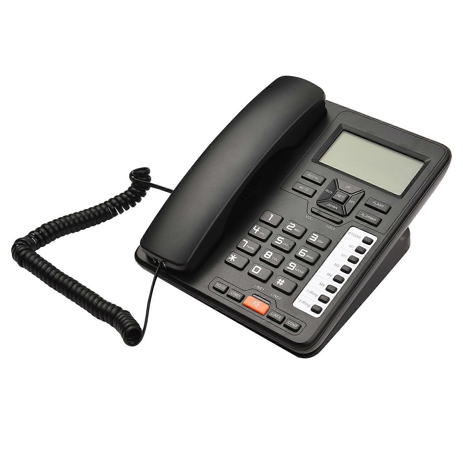 OR6400 2-Line Corded Desktop Telephone with Answering System Caller ID Call Waiting Backlight LCD Handset and Base for Office Home Conference Black