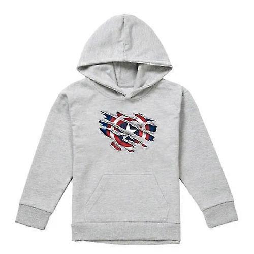 Captain America Childrens/Kids Torn Heather Pull Over Hoodie