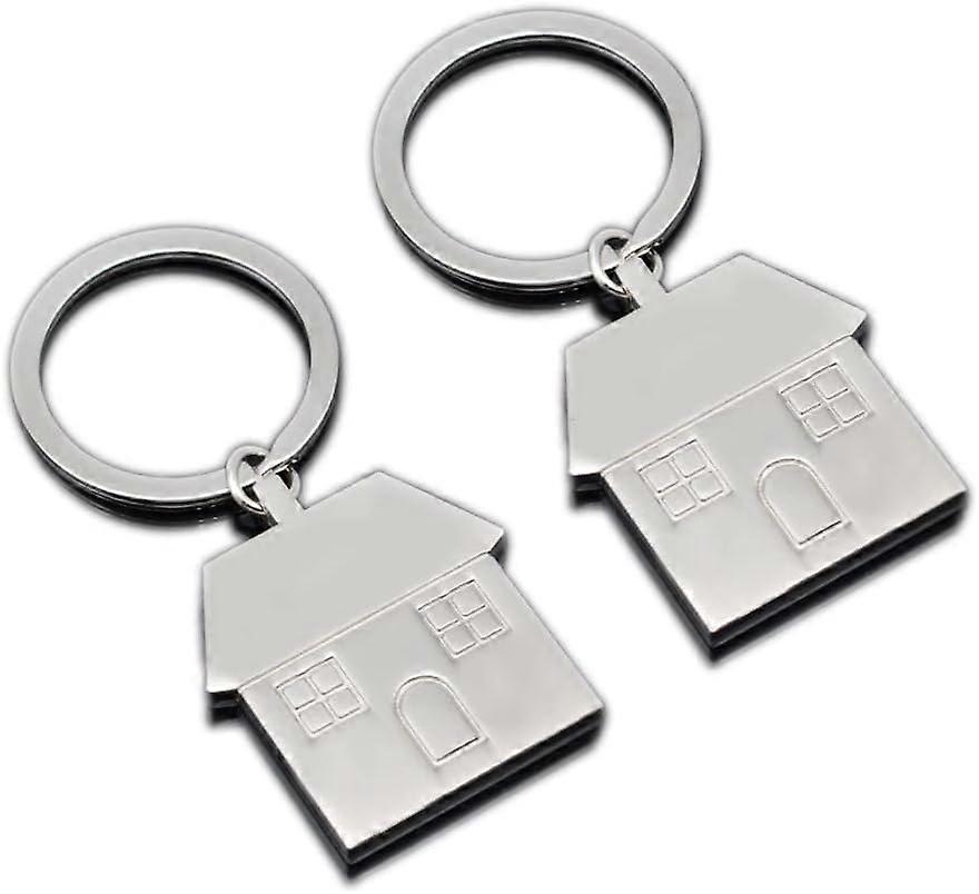 2 Pcs Keychains with House, Metal Small Keychains Couple Keychains