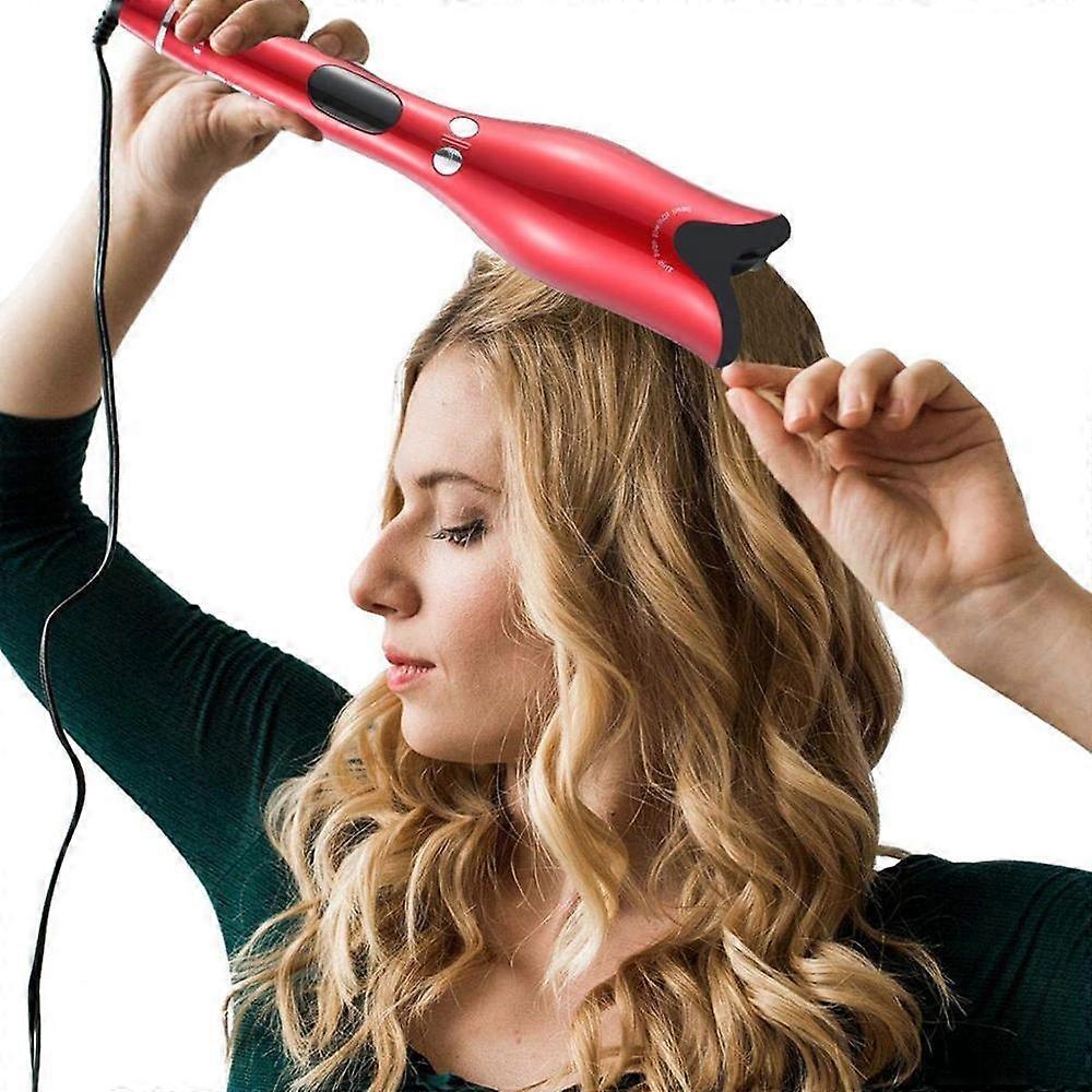 Professional Auto Lcd Display Roller Styling Tool All Hair Types|Curling Irons(Red)