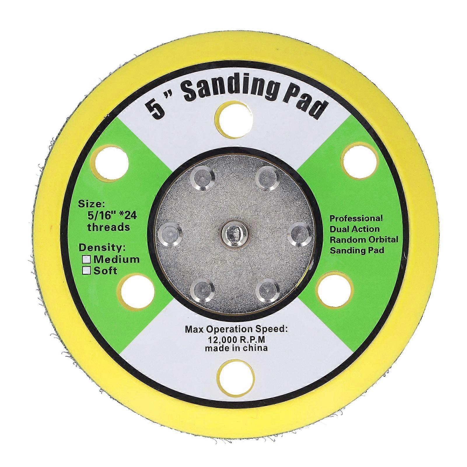 5in Sanding Pad 5/1624 Hook and Loop PU Backing Plate Pneumatic Sander Buffer 12000RPM