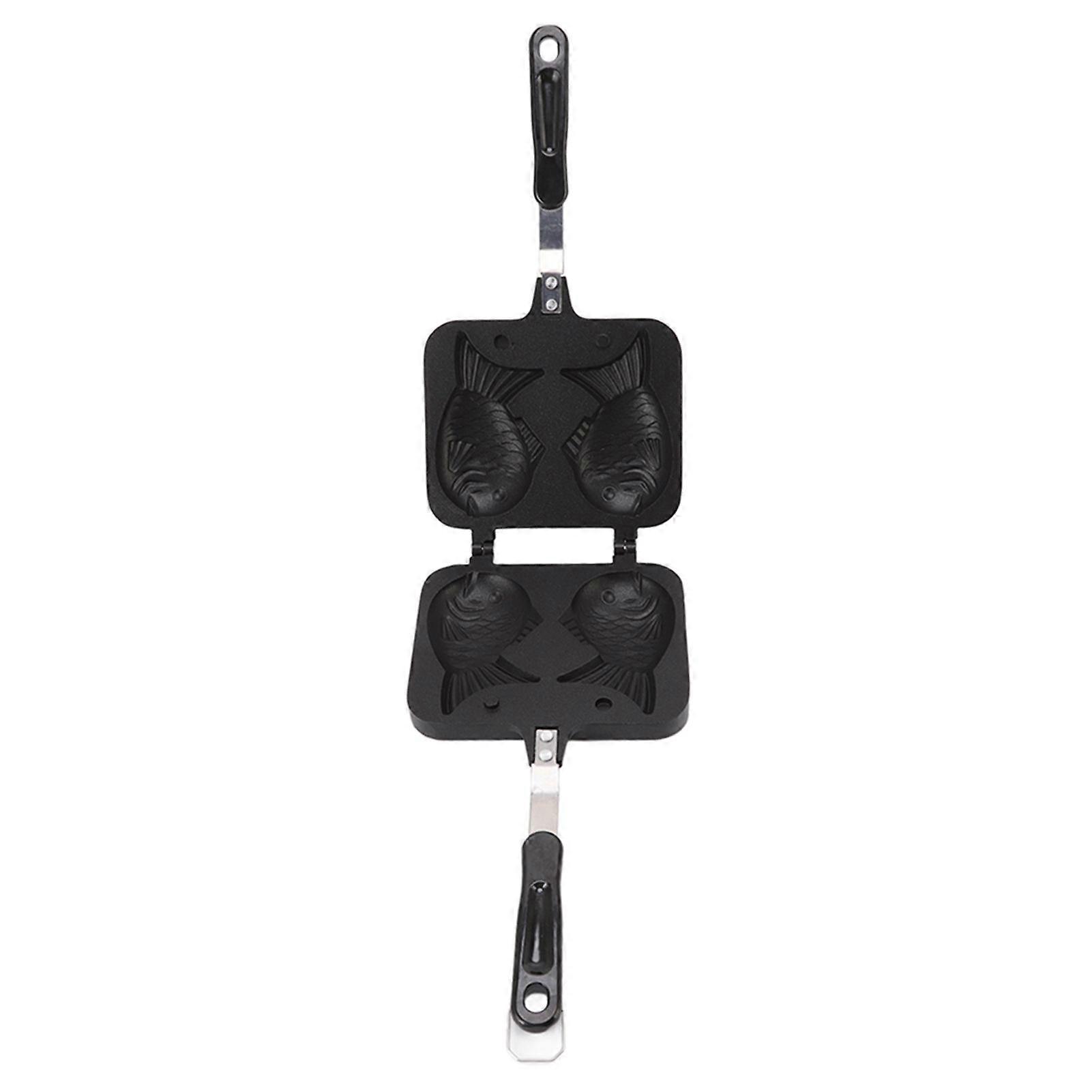 Taiyaki Pan Maker Non Stick Double Sided Fish Shaped Cake Pan for Open Flame Kitchen Waffle Making