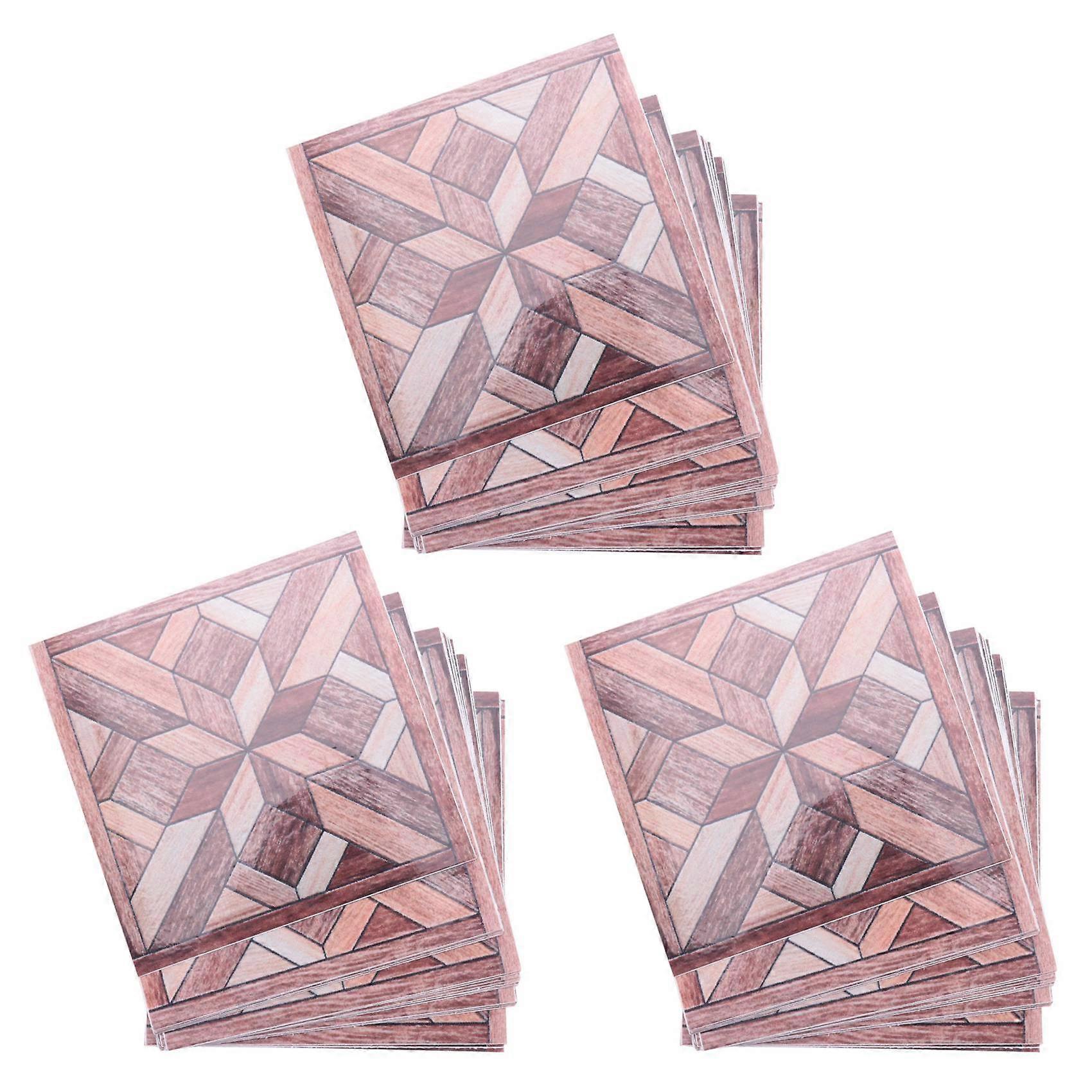 60Pcs Wood Grain Pattern Tile Sticker Self Adhesive Tiles Art Diagonal 3D Floor Sticker for Bathroom