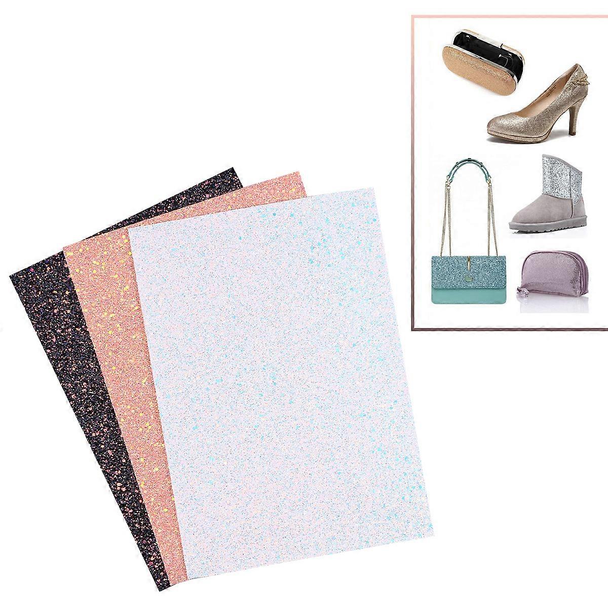 Shiny PU Fabric Sheet for Craft DIY Decoration 3Pcs Pack