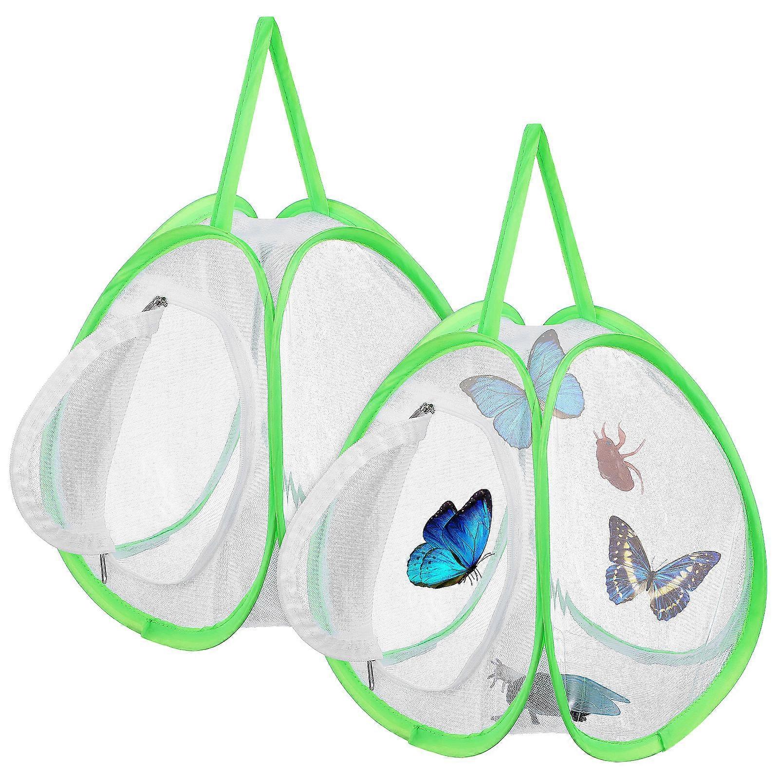 Butterfly Habitat Cage for Kids Use with Transparent Mesh 2Pcs
