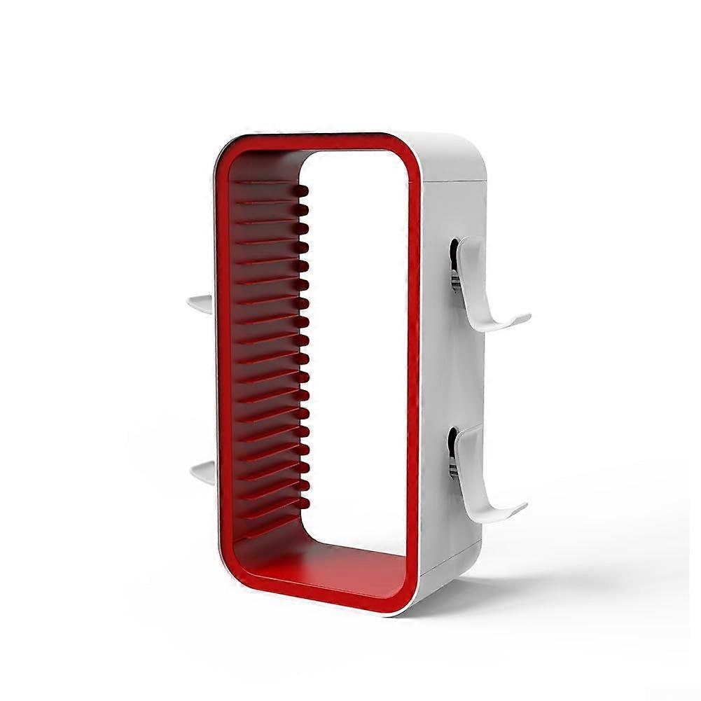 Game Storage Tower 18Game Capacity Rack and Organizer For PS4 PS5 Xbox Switch 35 x 11 x 7 cm White and Red