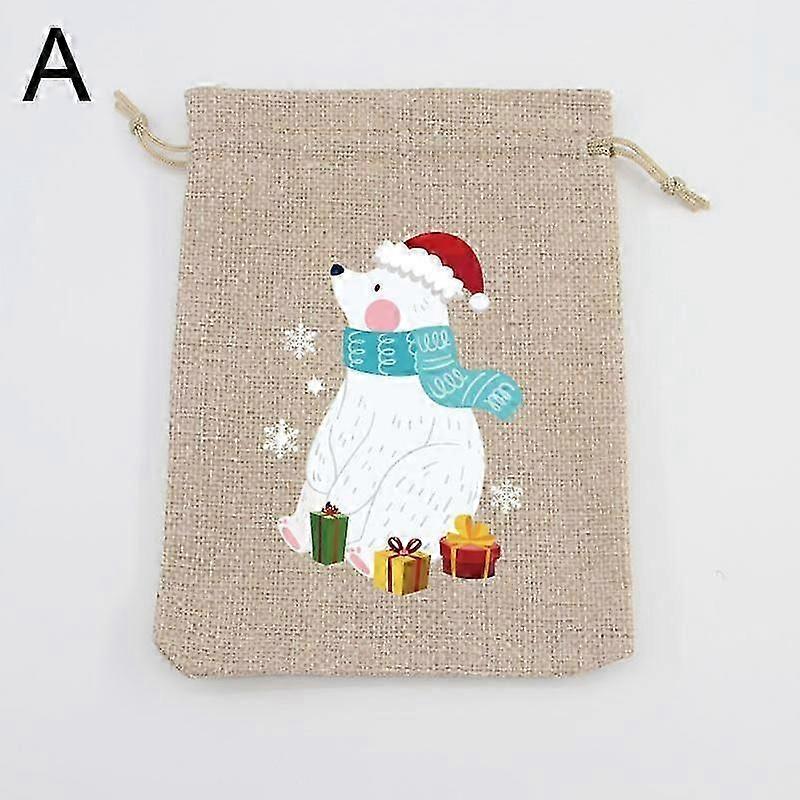 Christmas Linen Bag Candies Drawstring Gift Storage