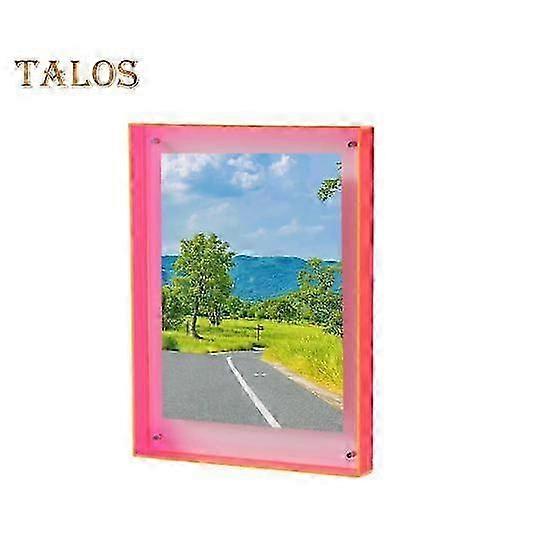 Modern Floating Photo Frame - Neon Acrylic Display for Wall Mount or Desktop Use in Home and Office Settings