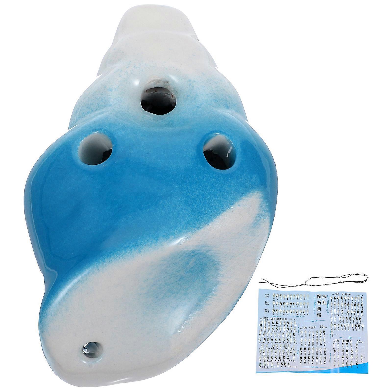 6-Hole Ceramic Ocarina for Beginner Practice 2Pcs Musical Wind Instrument