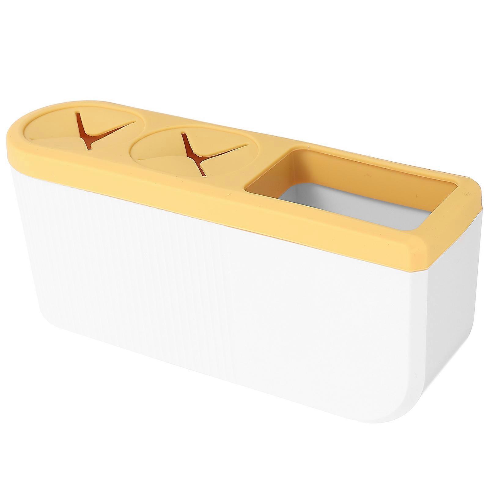 Wall Mounted Electric Toothbrush Holder 2Pcs Storage Solution For Bathroom Use In Simple Classic Style Yellow Color