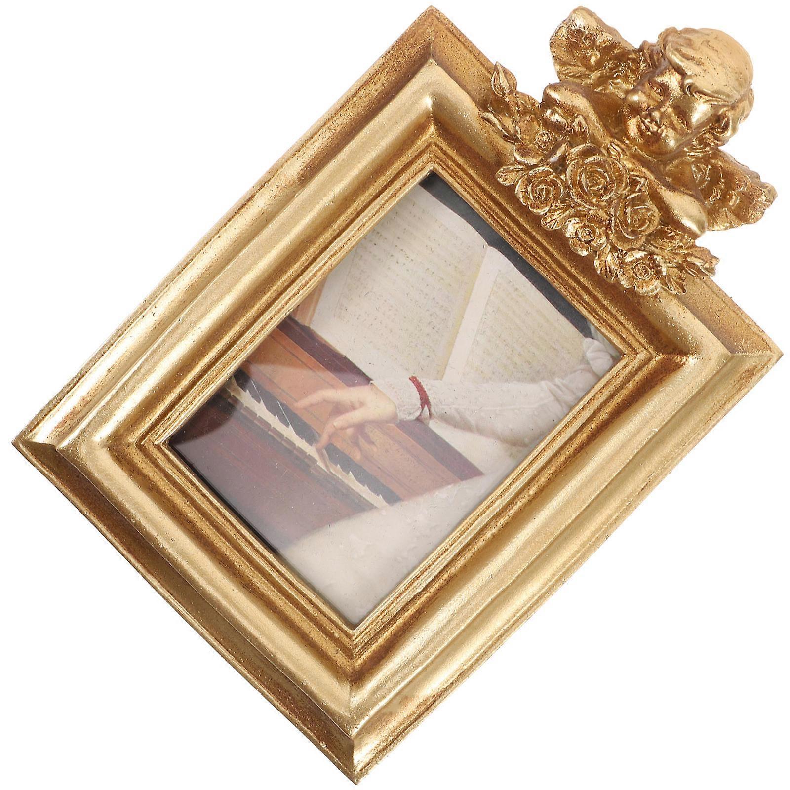 Picture Frame Resin Desktop Photo Frame for Home Decor 3Pcs Golden Angel