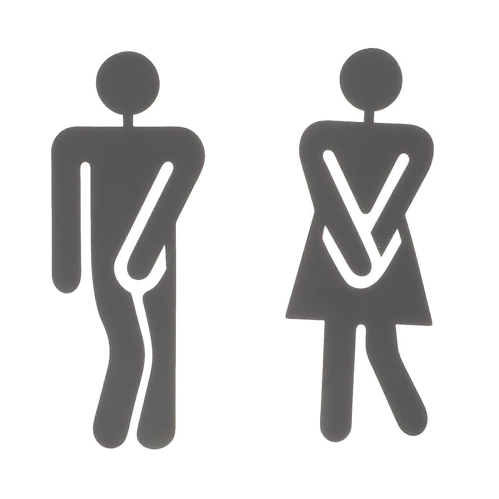 Toilet Identification Plates Black Sign for Restroom Guiding 2Pairs