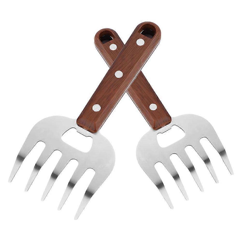 Stainless Steel Meat Claws with Wooden Handle for Shredding 4Pcs Bbq Use