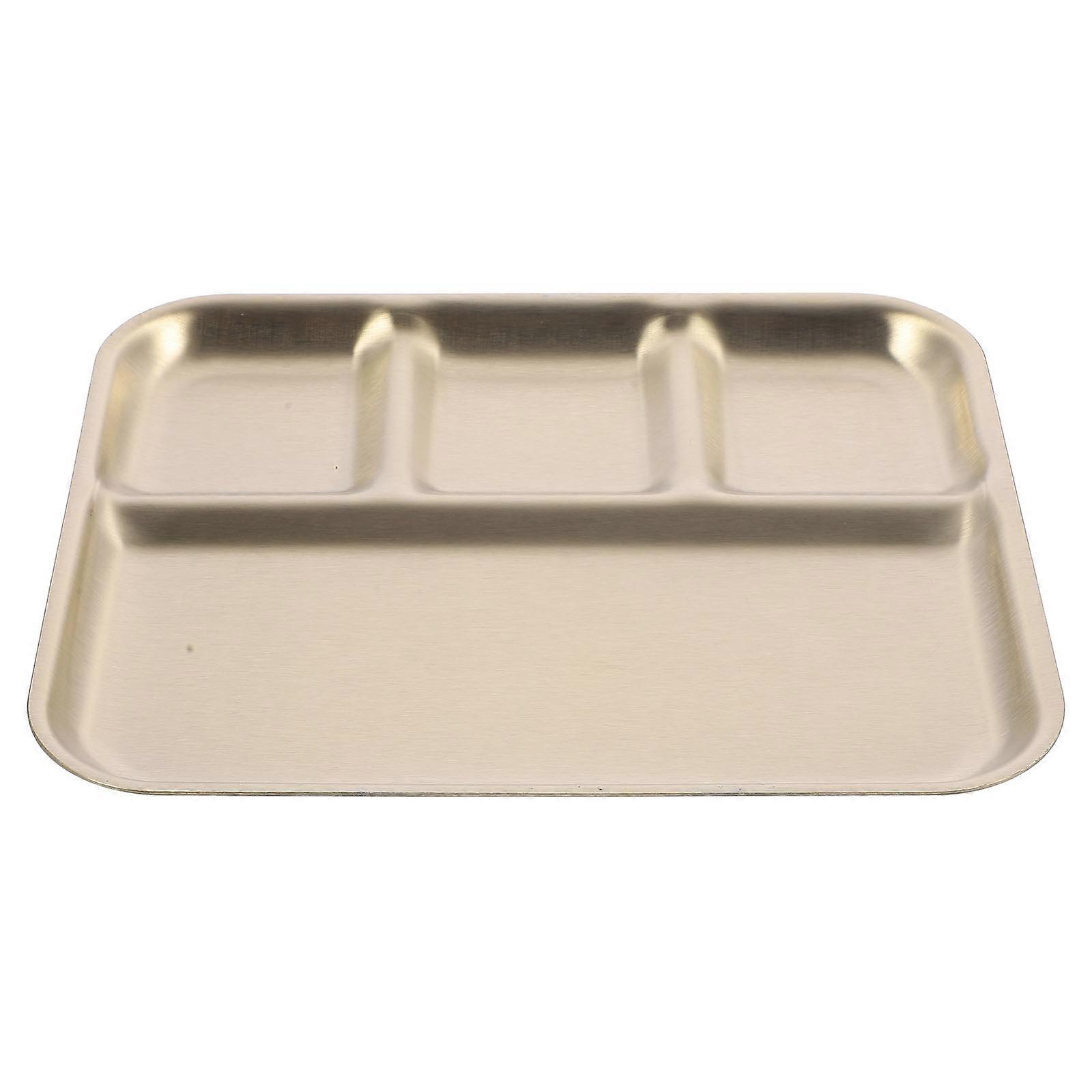 Rectangular Divided Serving Plate 4Pcs Metal Seasoning Compartments Ideal for Serving Snacks and Appetizers in Golden Finish