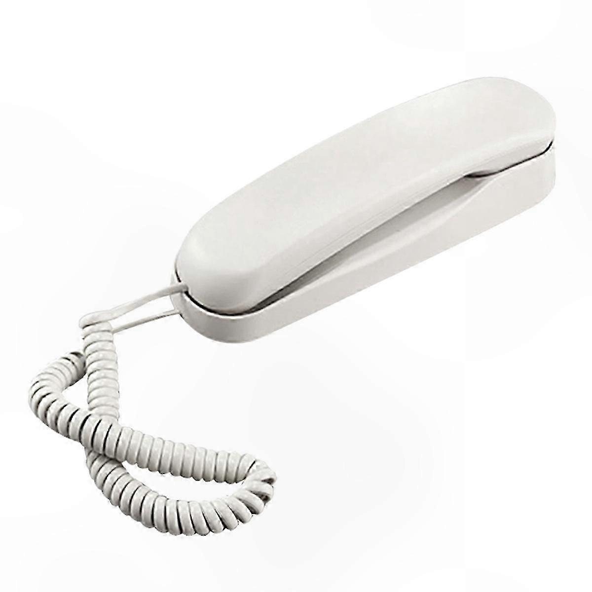 White Wall-Mounted Phone for Office and Hotel Use, Compact Design Fixed Telephone with Wired Connection