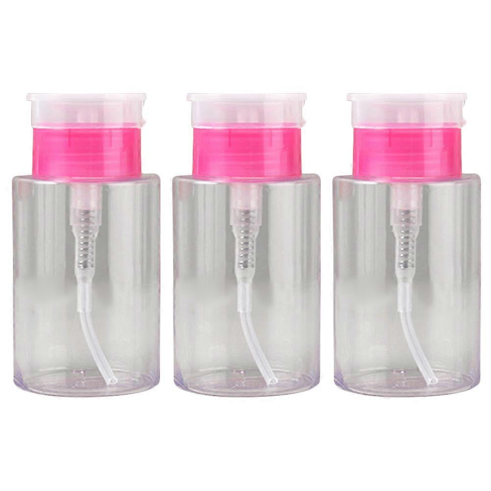 Push Down Pump Liquid Bottles for Storage Use 3Pcs Pink Plastic Set