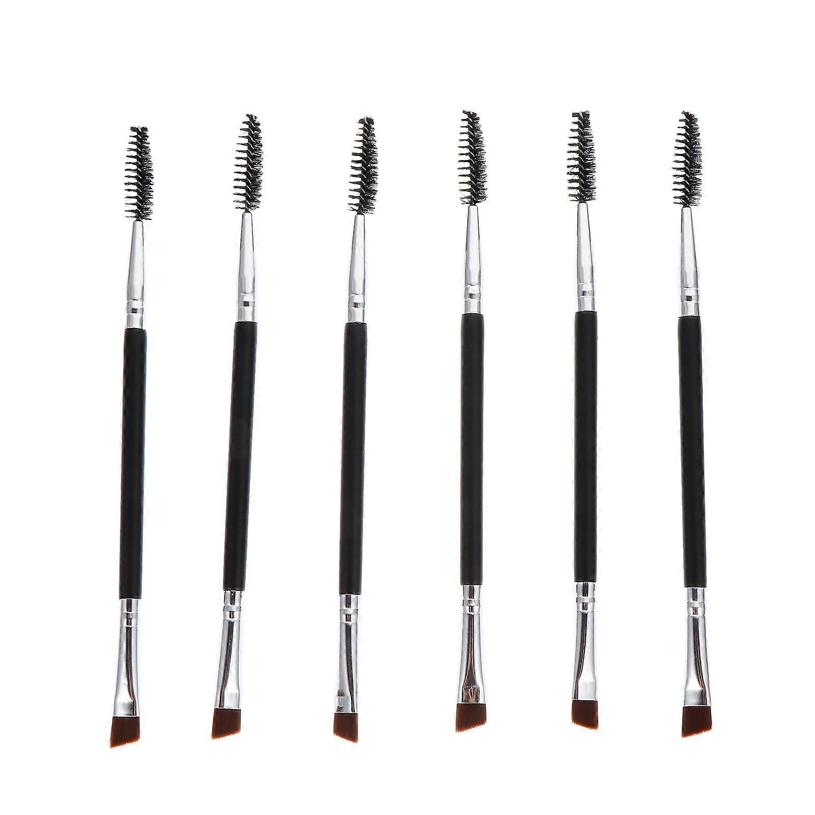 Black Double Ended Brow Brushes for Eye Makeup 12Pcs Set