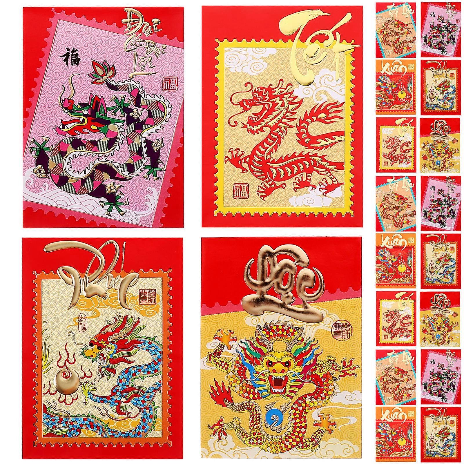 Red Luck Money Bag Dragon Paper Envelopes for Party 150Pcs