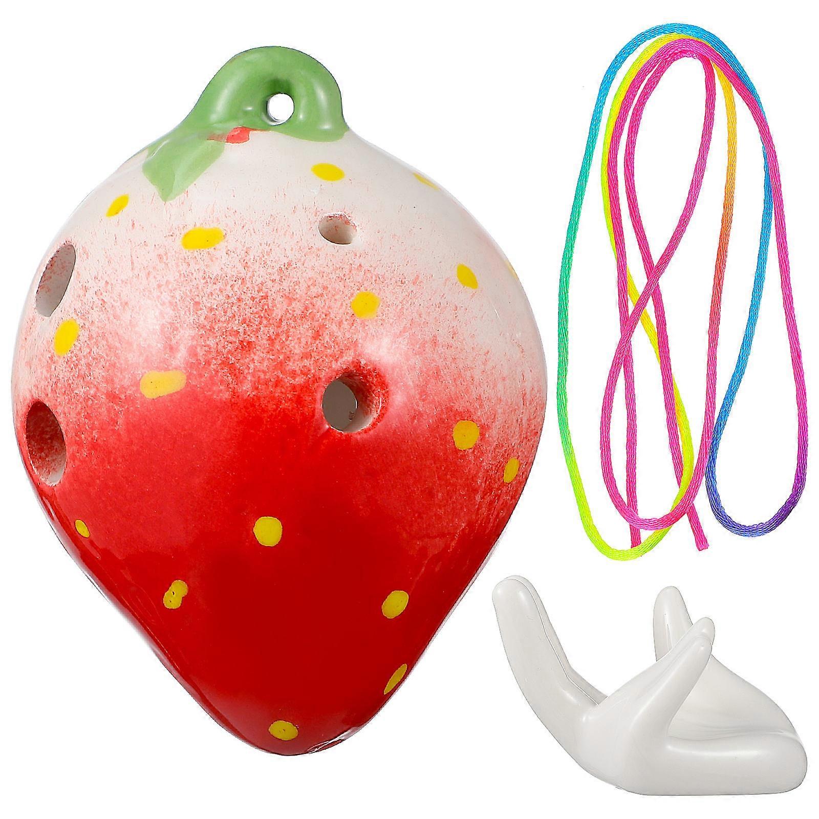 Six Hole Ocarina Toy Ceramic Material Sound Production For Beginners Lovely Plaything With Holder 1Set