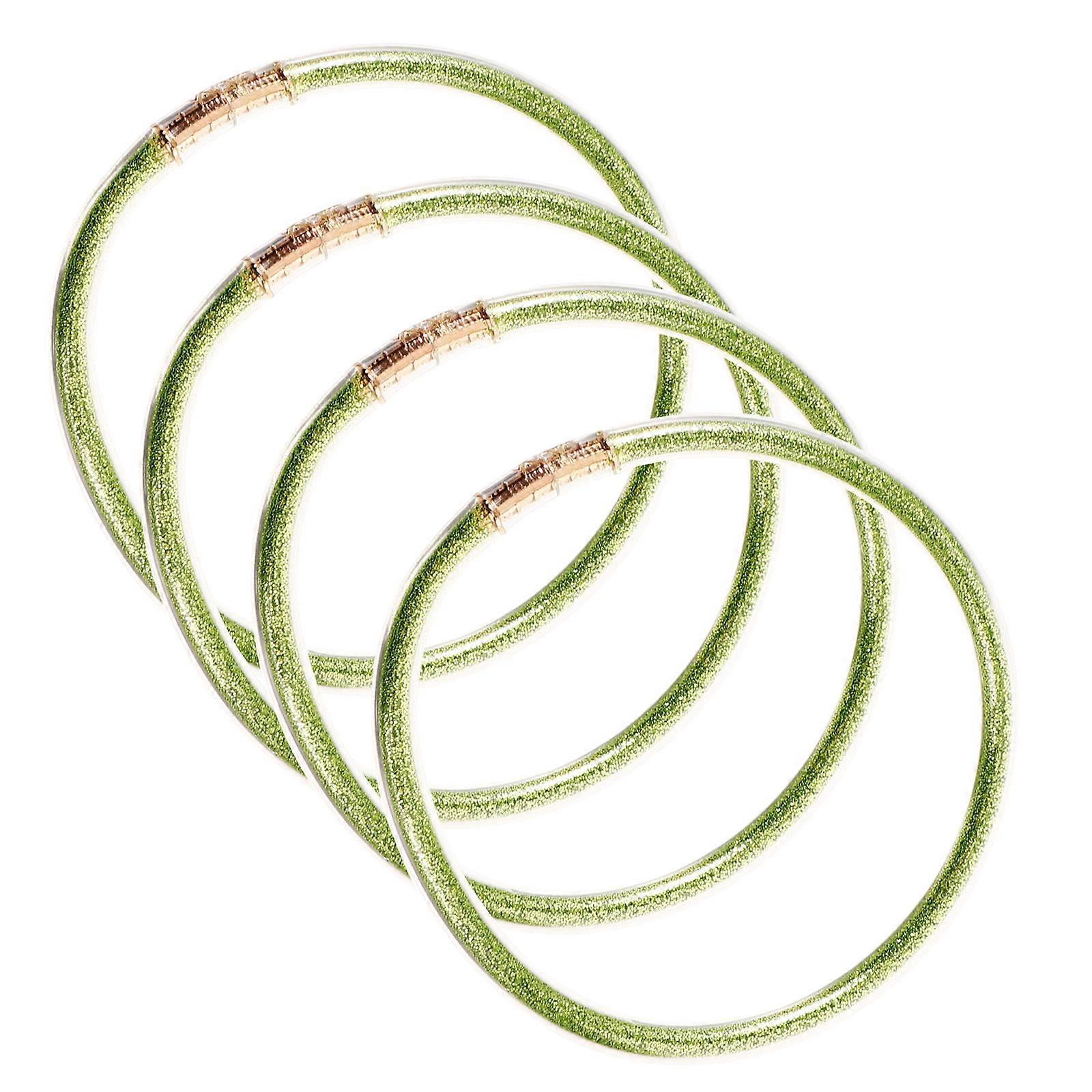 Glitter Jelly Bangles Silicone Bracelet for Decor 5Sets Green