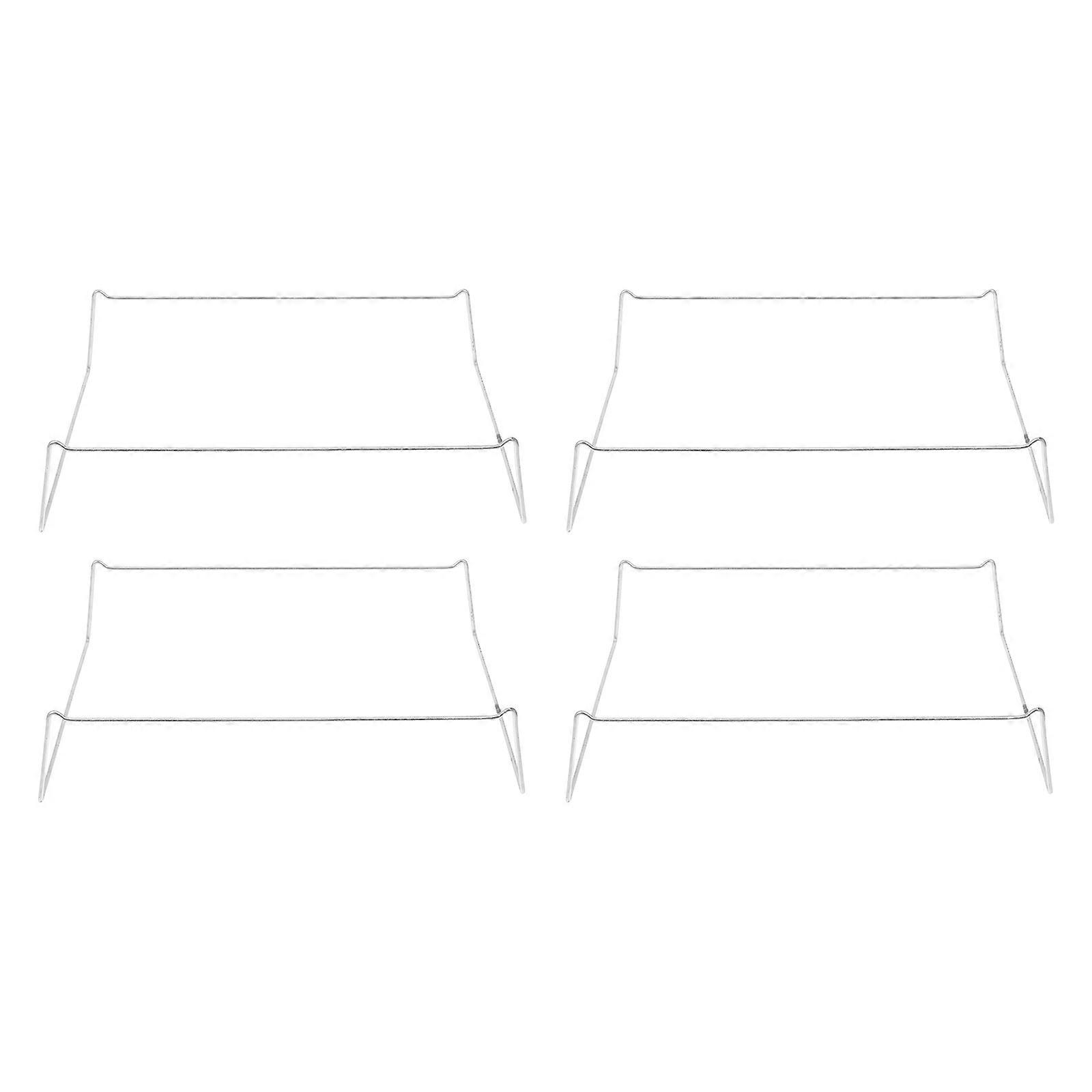 Barbecue Fish Holder Silver Rectangular Stability Household Users 4Pcs