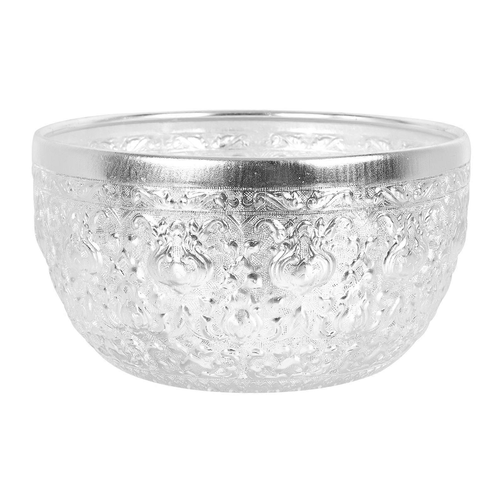 Silver Bowl for Storage 3Pcs Hotel Home Use Round Carving Kitchenware