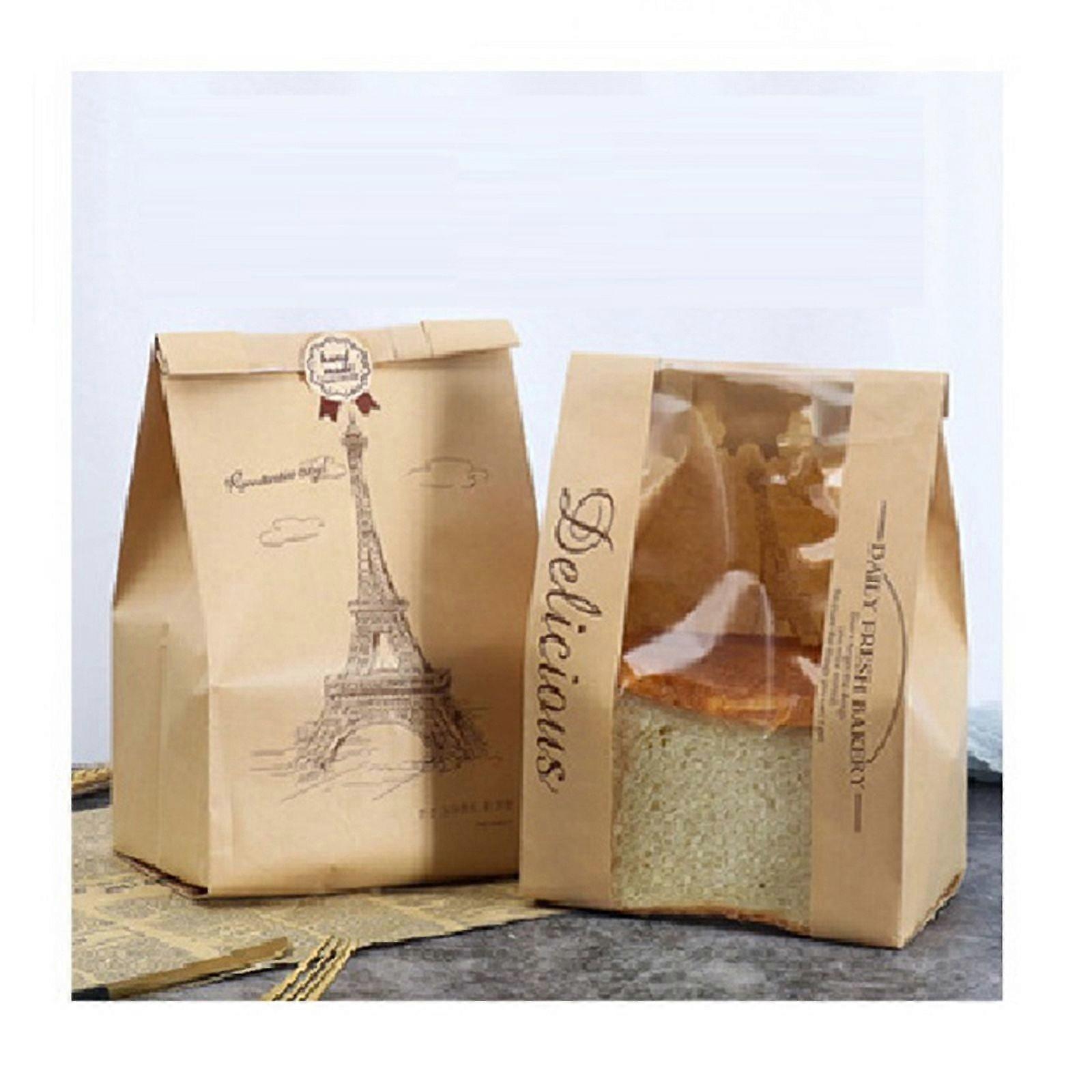 Baked Bread Storage Bag Paper Bread Bag Bread Package Bag with Transparent Front Window