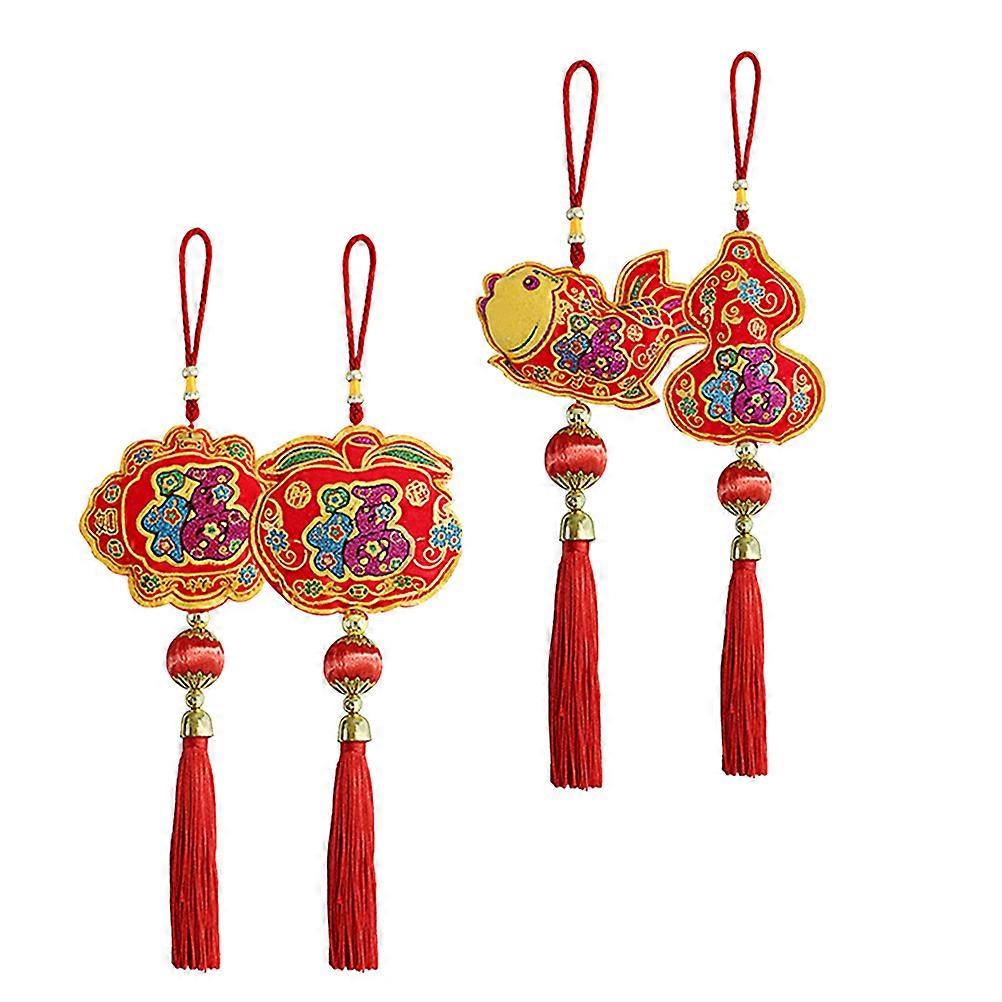 Chinese Style Lantern Tassel Pendant for Decoration 1Set Red Set