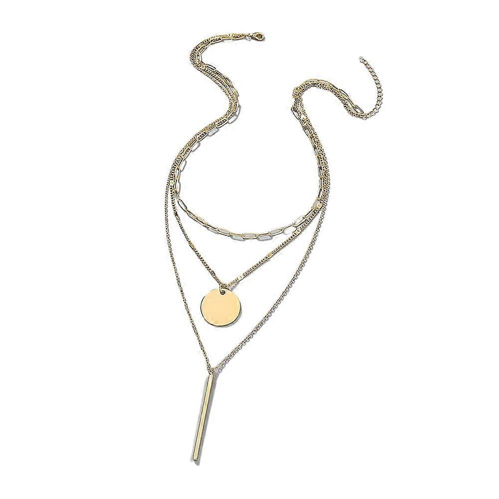 Fashionable, simple, elegant, versatile clavicle chain, round sequins, multi-layered, niche women's necklace accessories