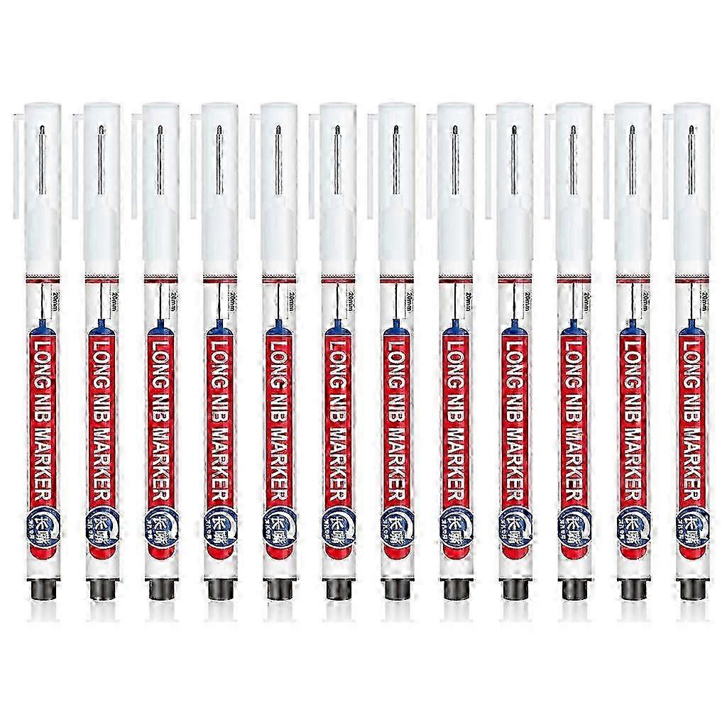 12 stk oliebaserede tømrermarkør lange nib markører 20mm dybe hul markør penne
