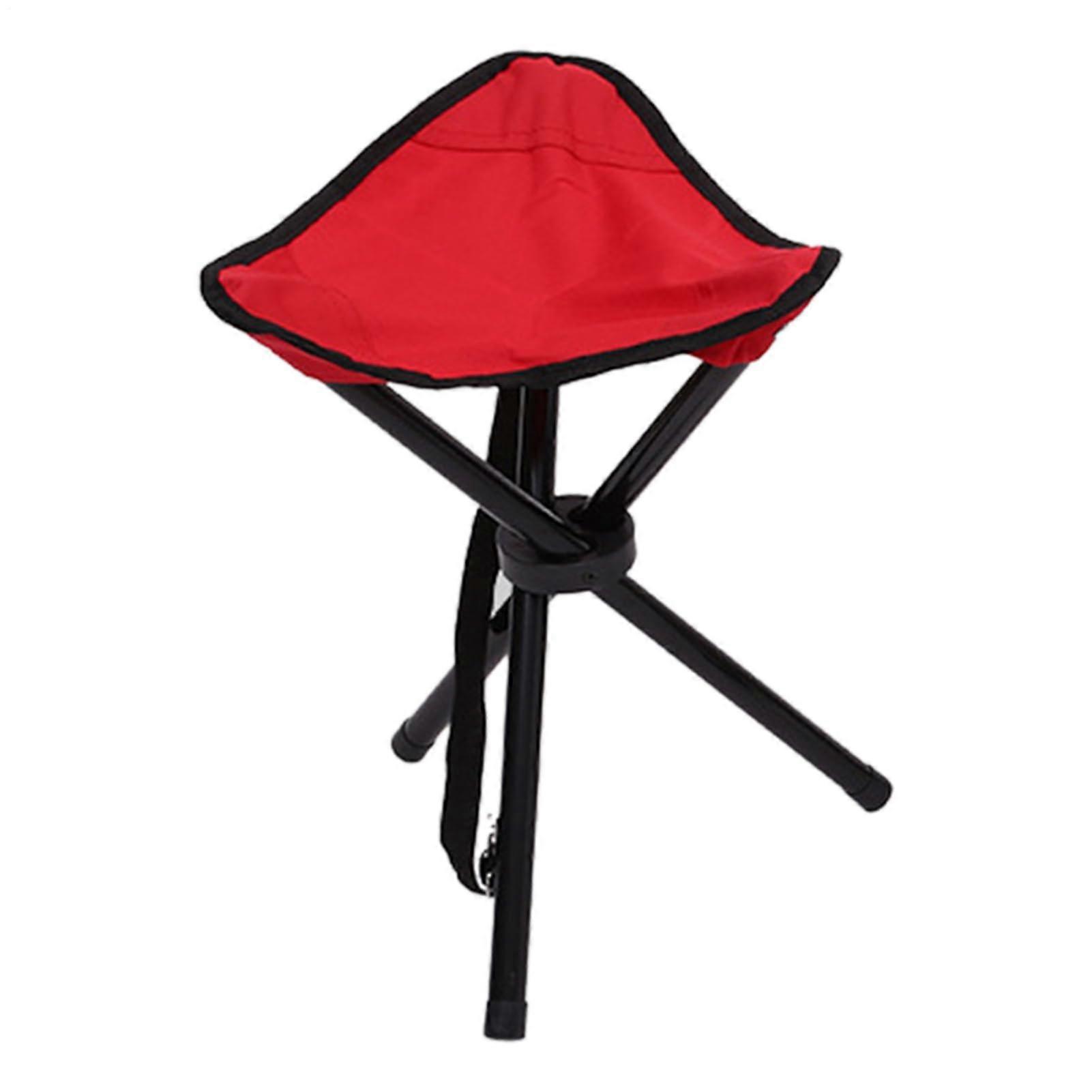 Portable Camping Stool Foldable Triangular Stool Indoor Outdoor Use Small Red