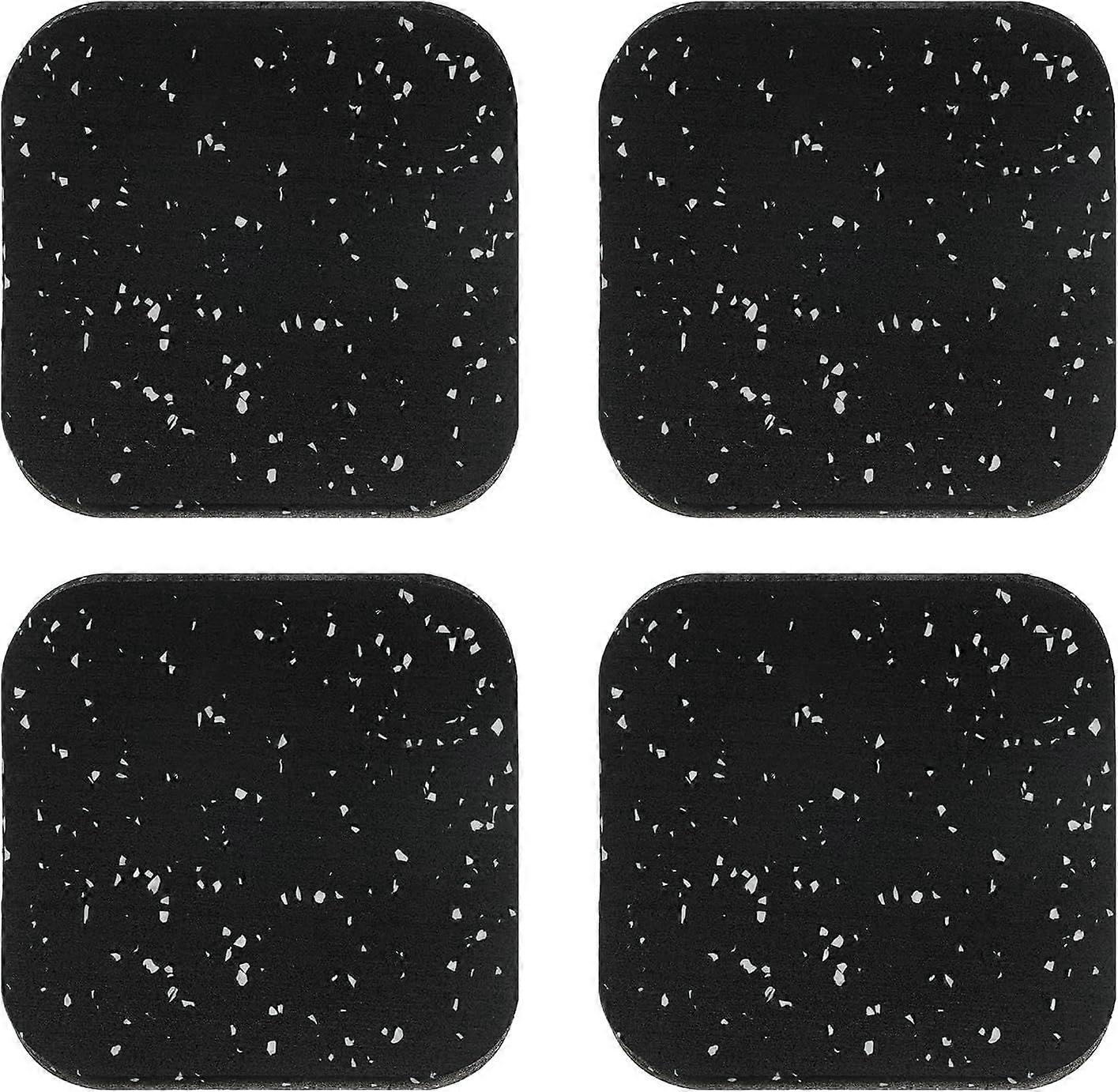 Pack Noise Reduction Exercise Mats for Floor Protection, Washing Machine Pads, Rubber Anti-Vibration Bike Mats, Black/White