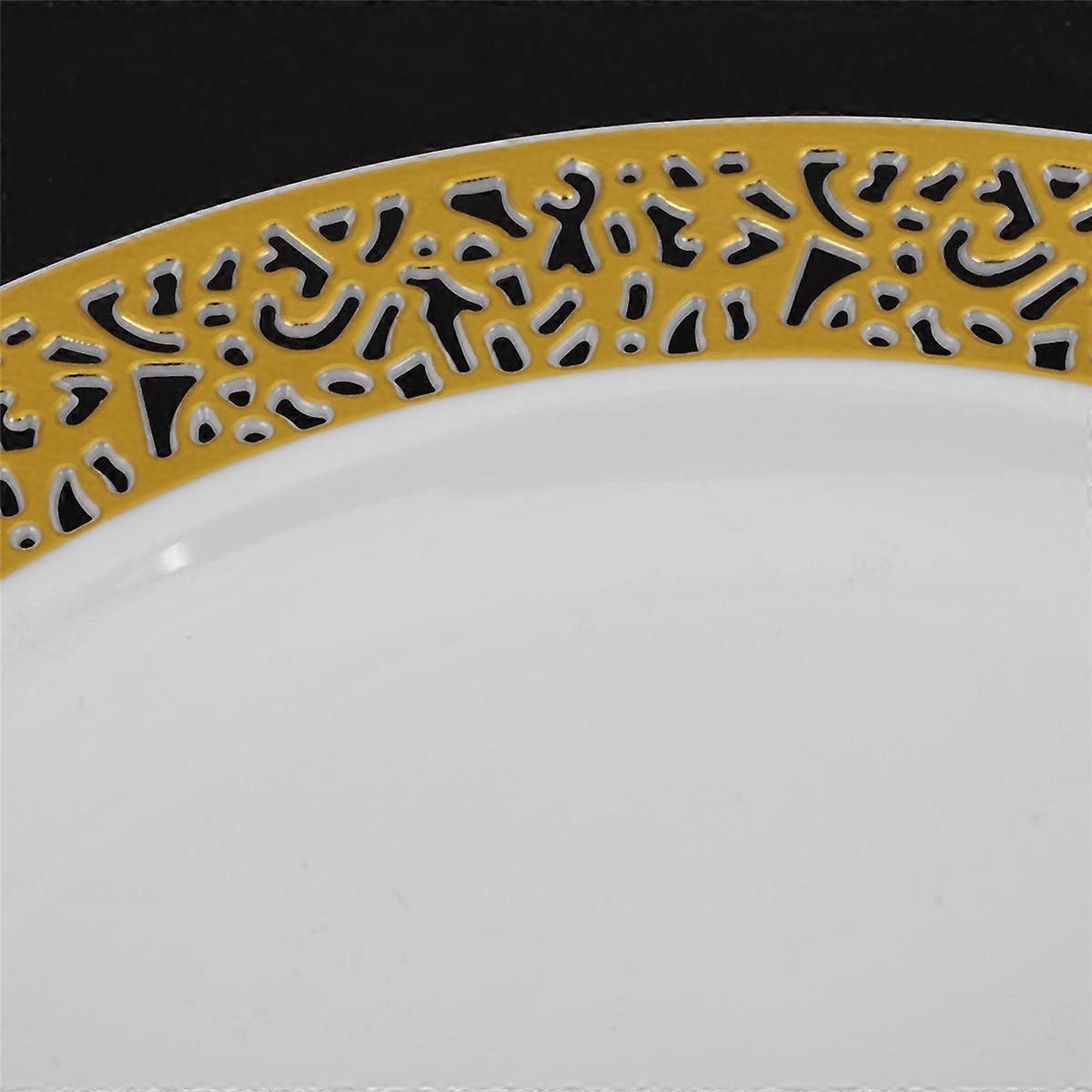 Gold Disposable Plastic Plates -Lace Design Party 25Pack-7.5Inch
