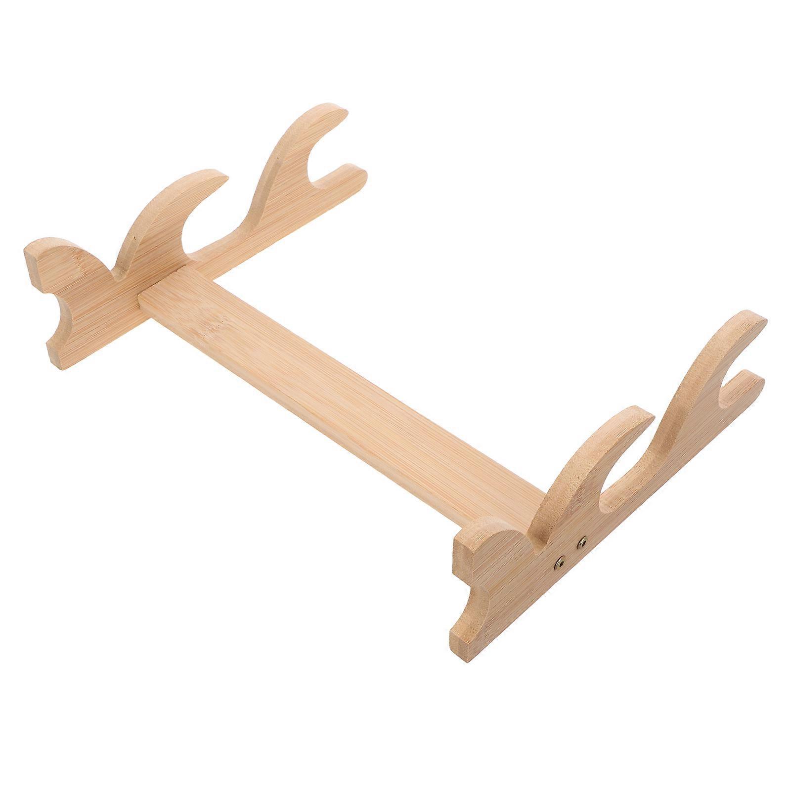 Wooden Sword Stand Bamboo Holder for Sword Display 2Pcs Horizontal Rack