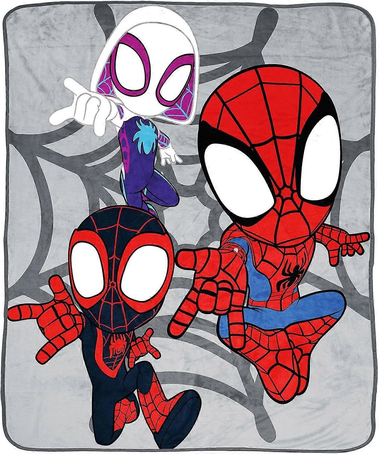 Spidey & His Amazing Friends Plush Throw Blanket - Measures 50 x 60 Inches - Kids Super Soft Bedding Features Ghost Spider Gwen & Miles Morales