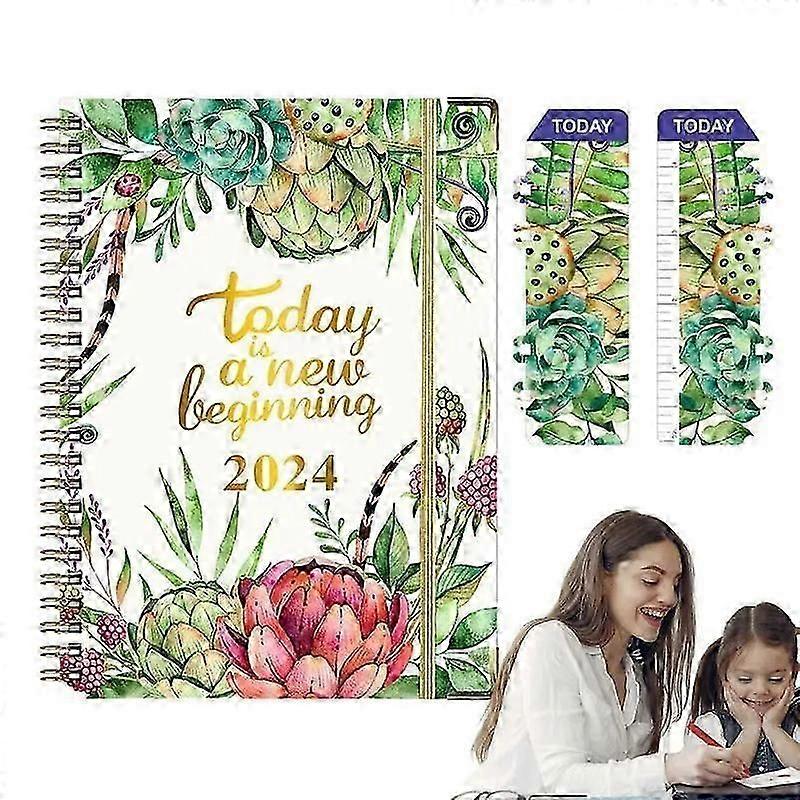 Schedule Diary 2024 Spiral Daily Planner Notepad Agenda Weekly Layout Planning Tool For Travel Work Study Office