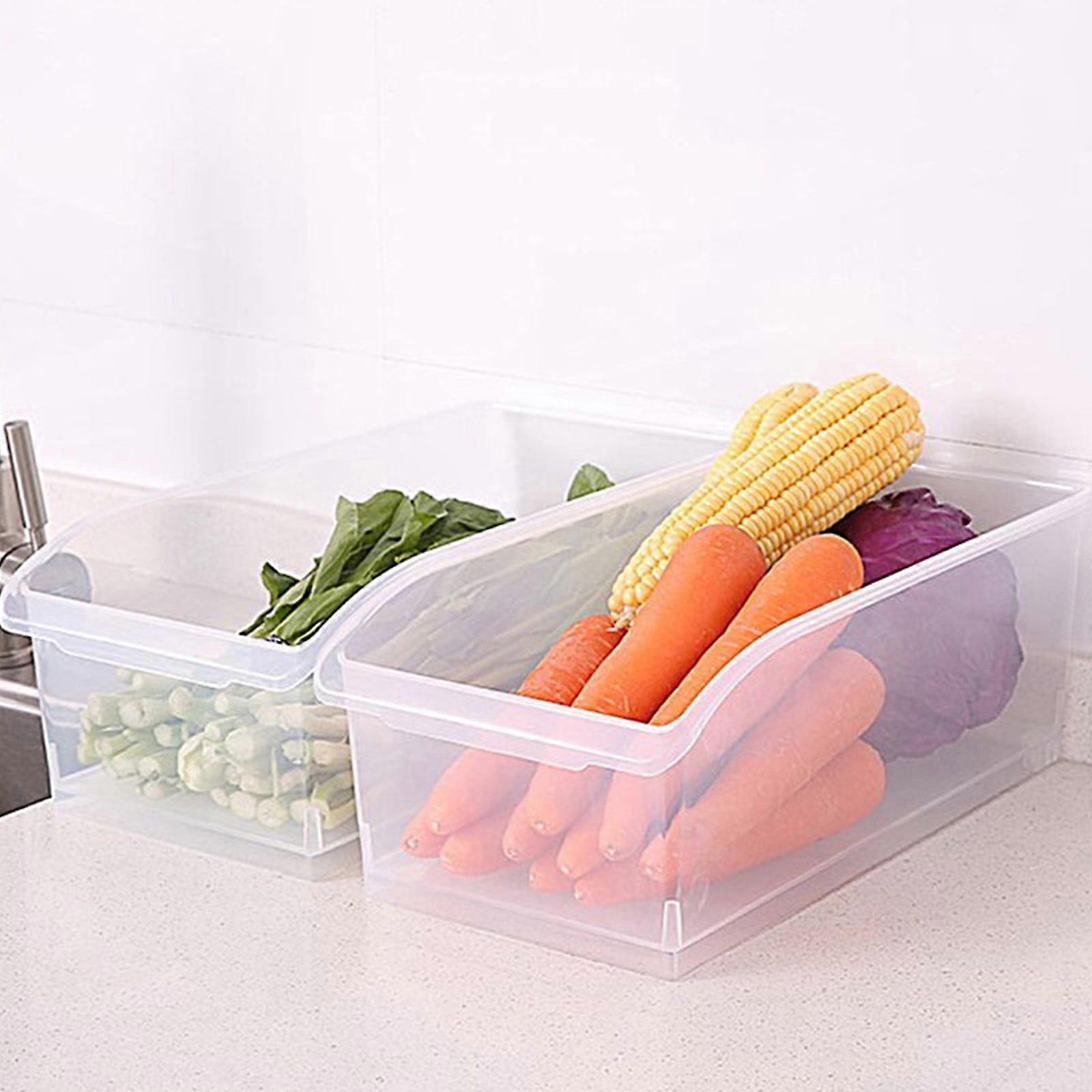 Donemore Transparent Food Storage Containers with Wheels, Fridge Organizer Bins Compatible with Refrigerator Produce Keeper