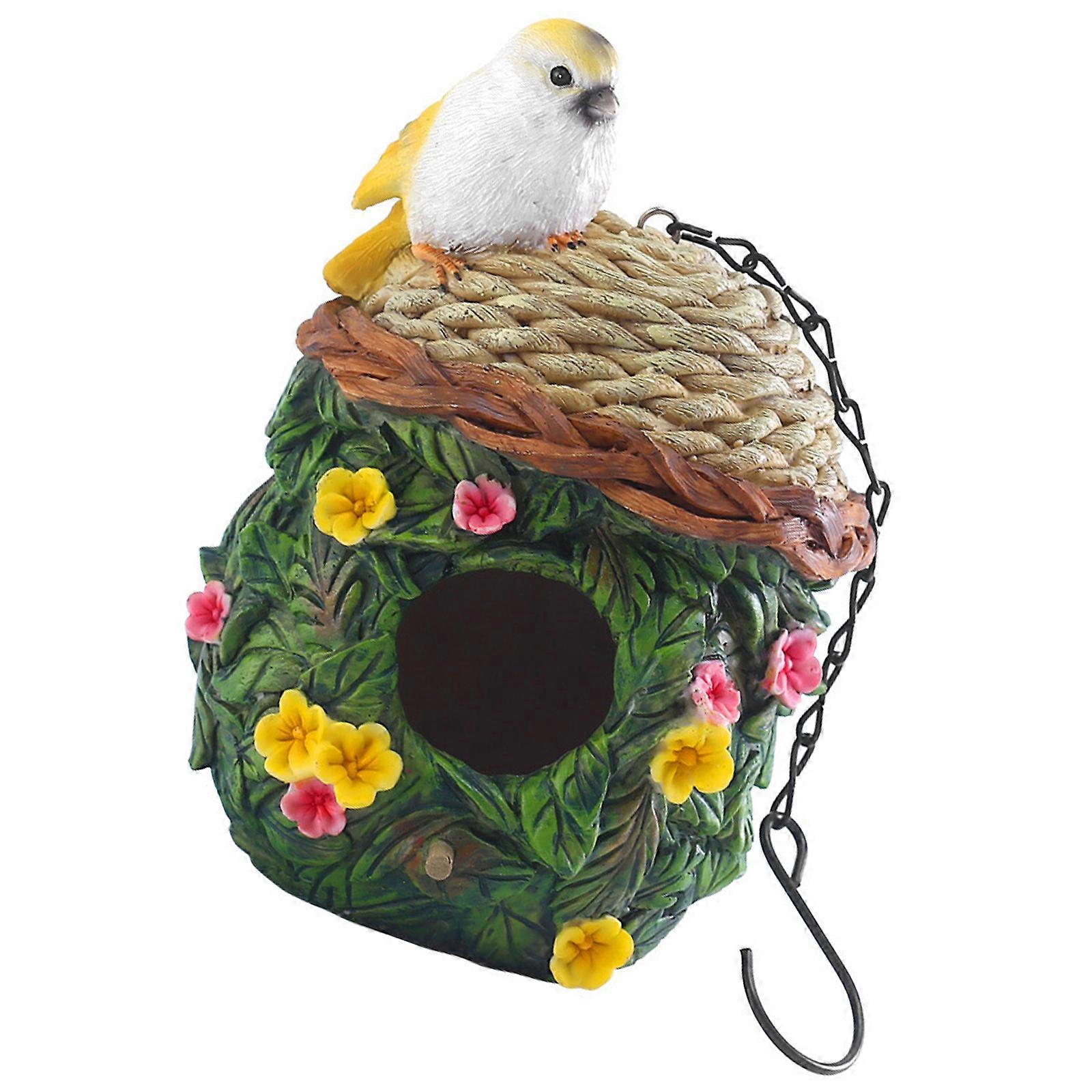 Bird Nest Backyard Decors Hanging Nest Bird House Bird Resin Nest House for Budgies Hanging Hammock Courtyard Decoration Multicolor