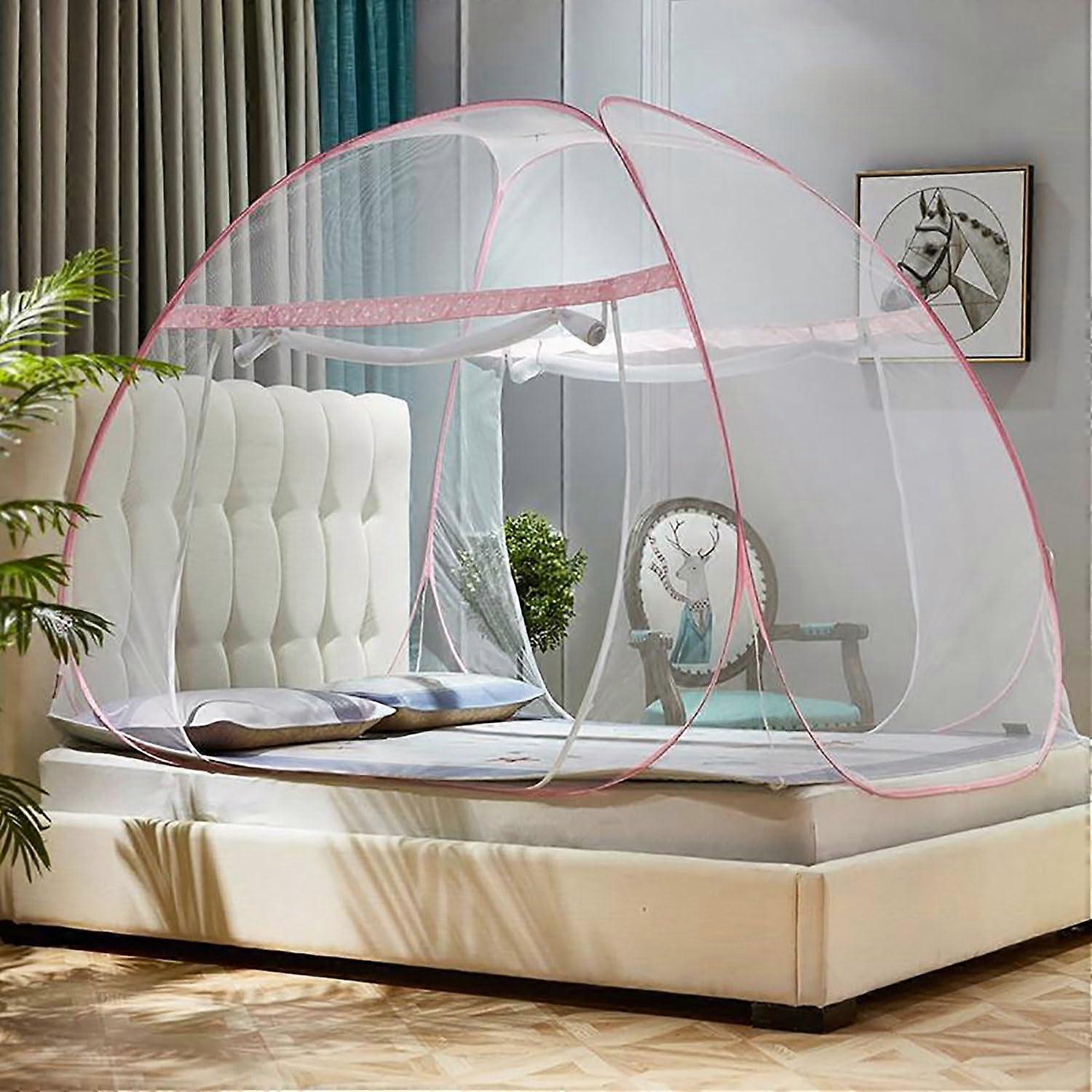 Pop Up Mosquito Net Tent For Bed, Portable Foldable Travel Bed Net With Net Bottom, Lightweight Universal Fit