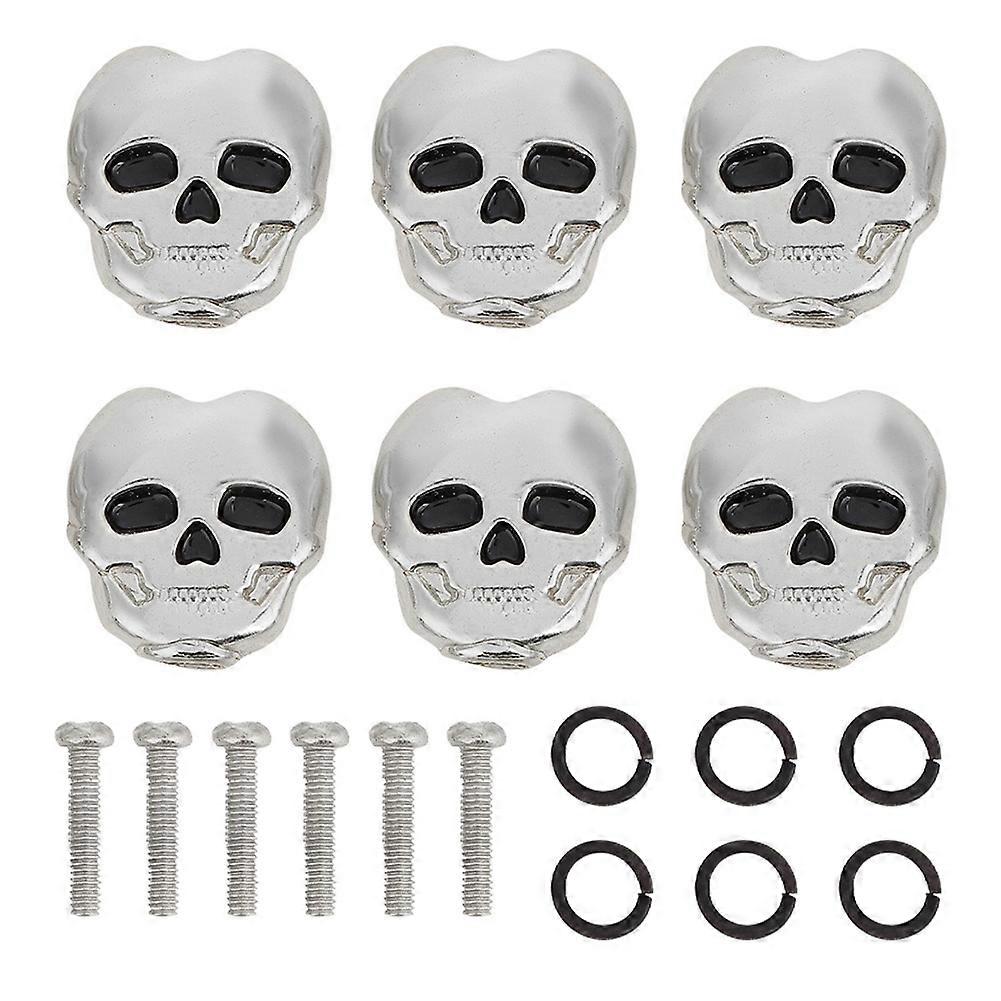 6pcs Tuning Peg Tuning Key Button Cap Heads for Folk Electric Guitar (Silver)