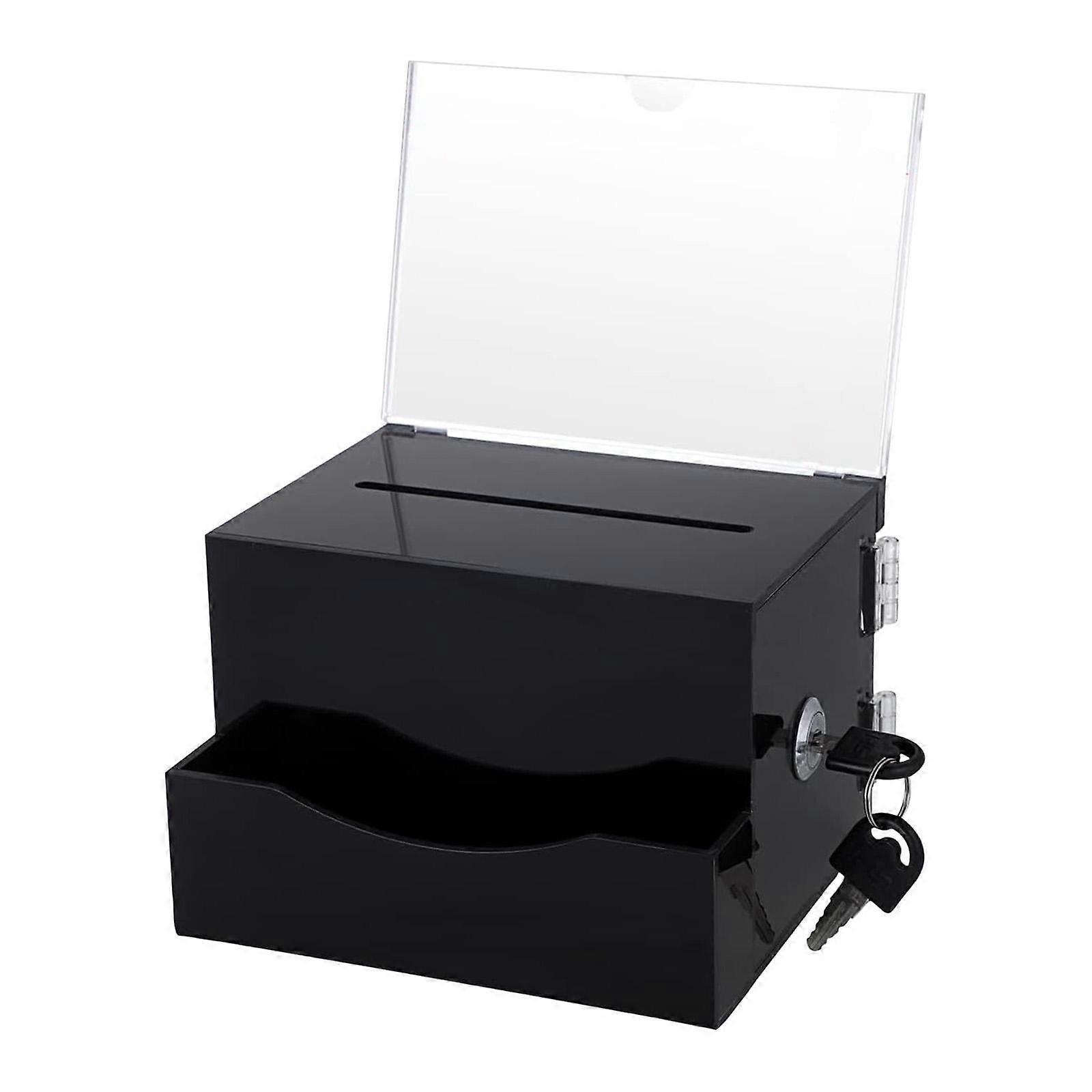 Acrylic Donation Box Suggestion Box Multifunctional with Lock with 2 Keys